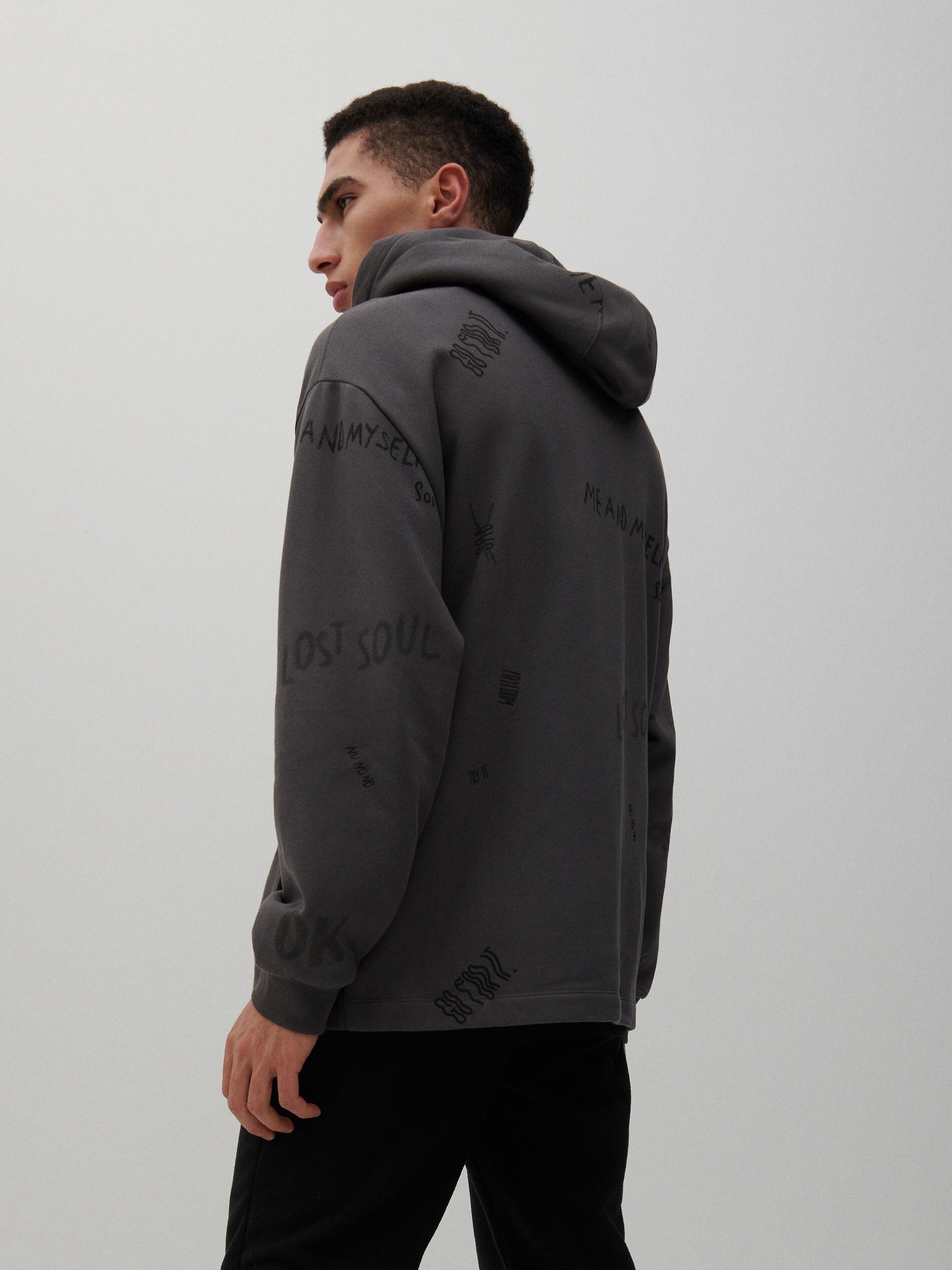 Grey Oversized Sweatshirt With Inscriptions, , large image number 2