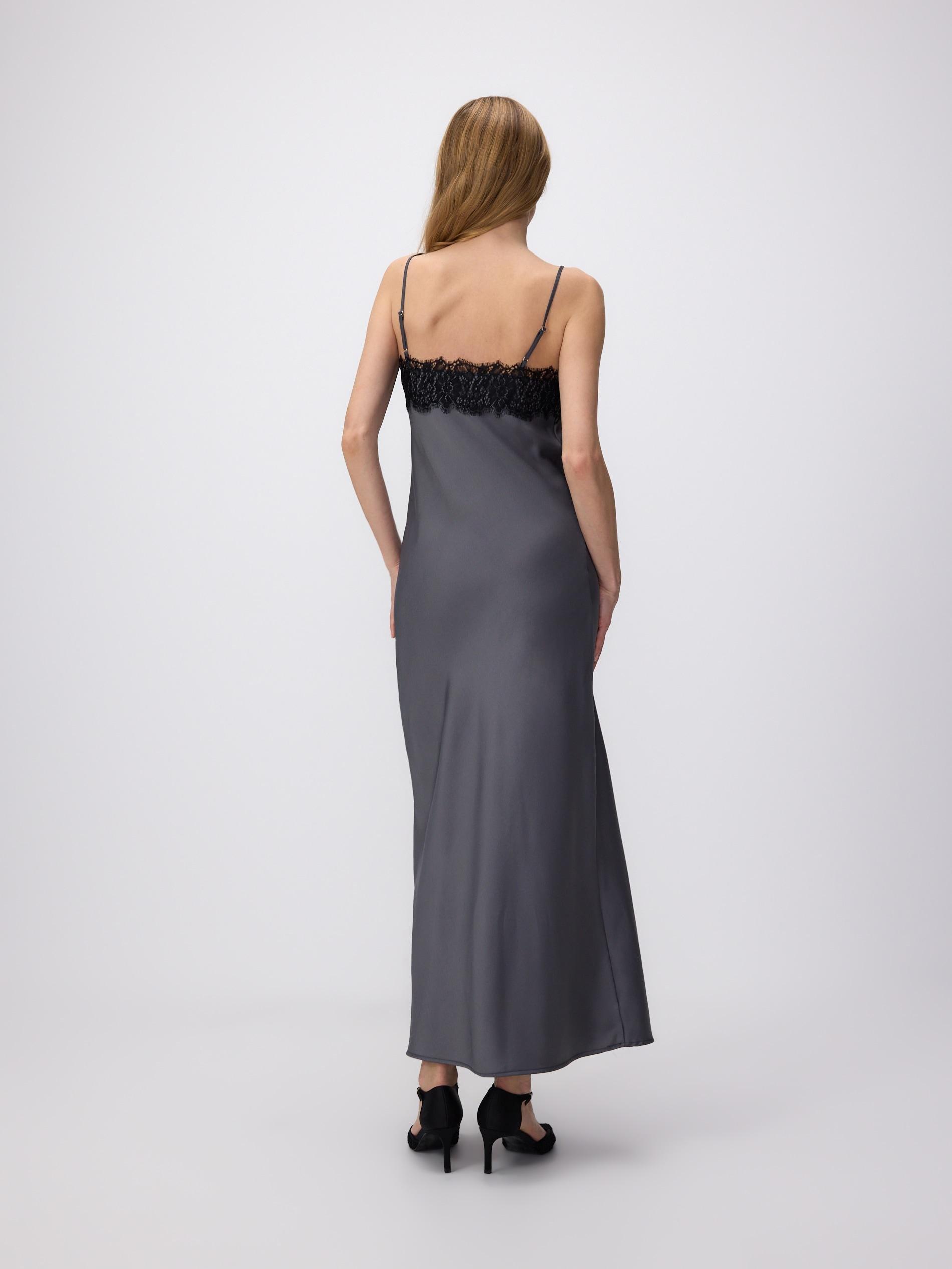 Grey Laced Midi Dress, , large image number 3