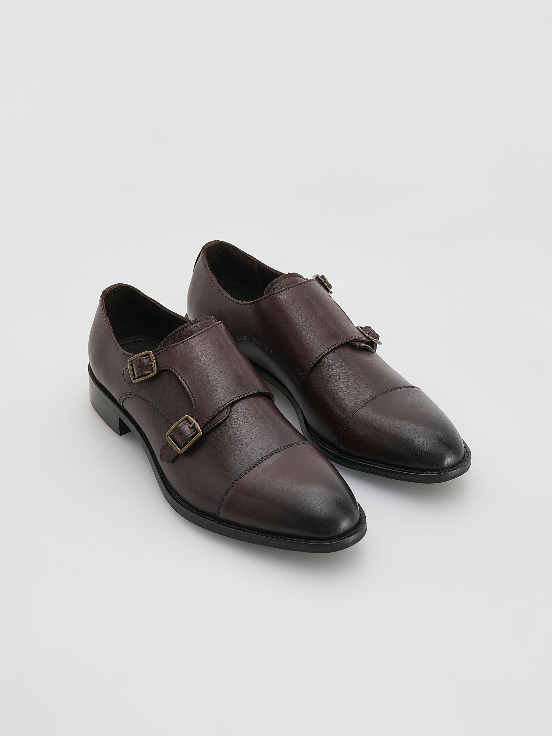 Brown Leather Derby Shoes, Brown, medium