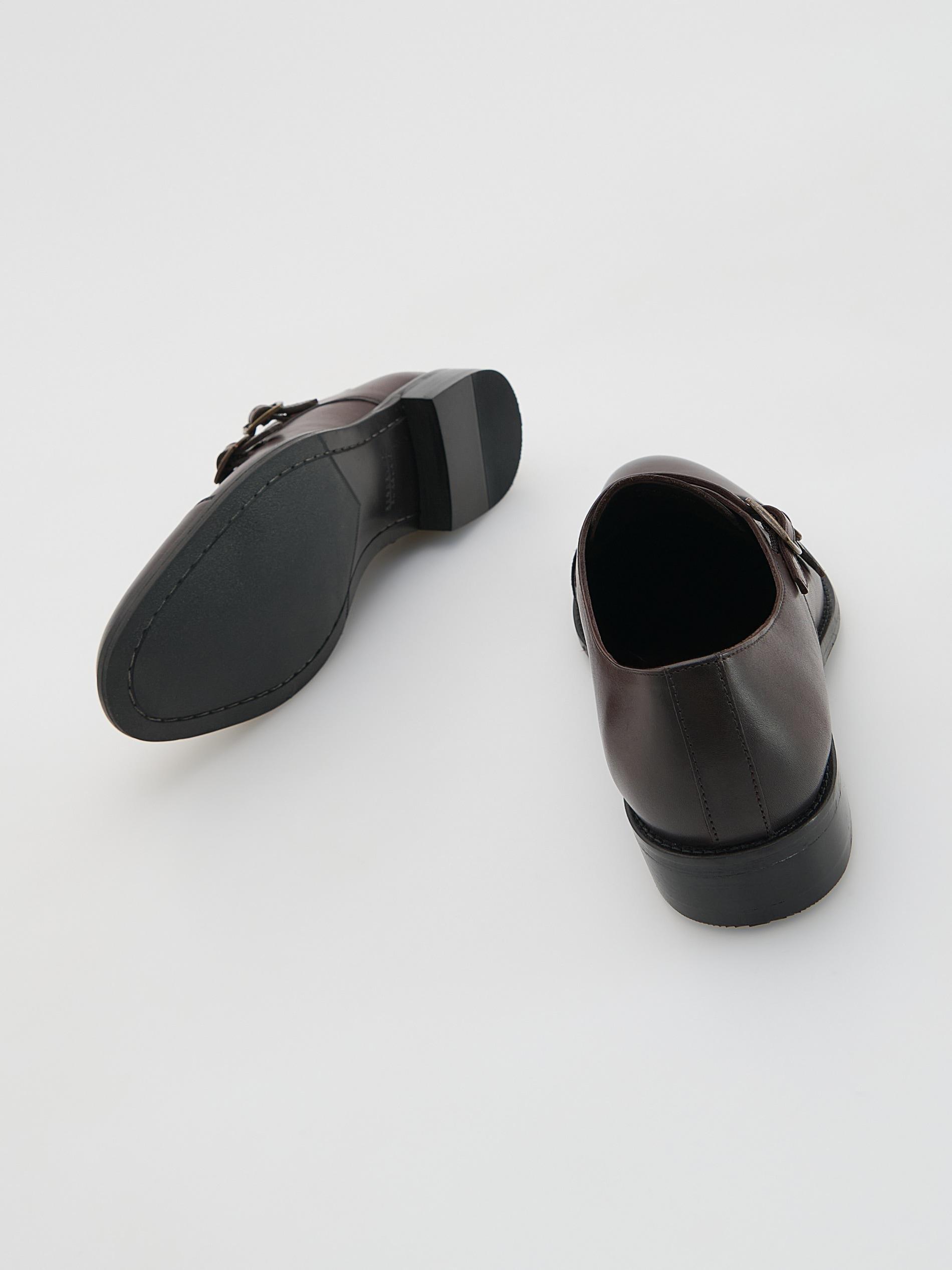 Brown Leather Derby Shoes, Brown, medium