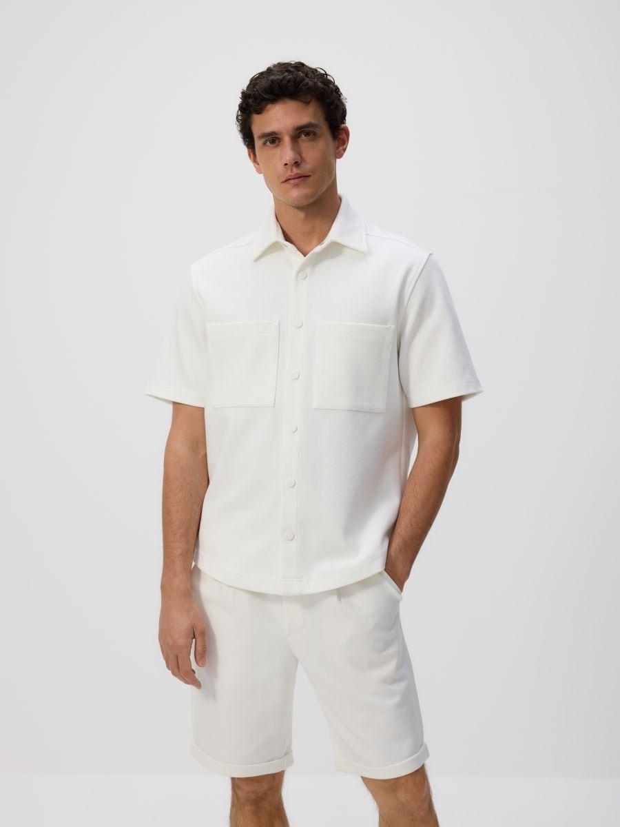 Cream Regular Fit Shorts, , medium