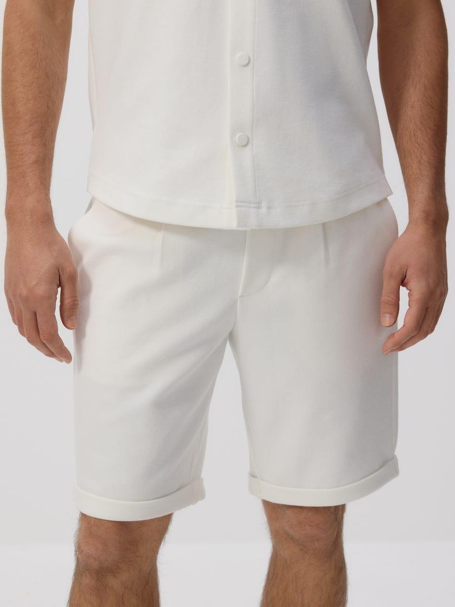 Cream Regular Fit Shorts, , large image number 1