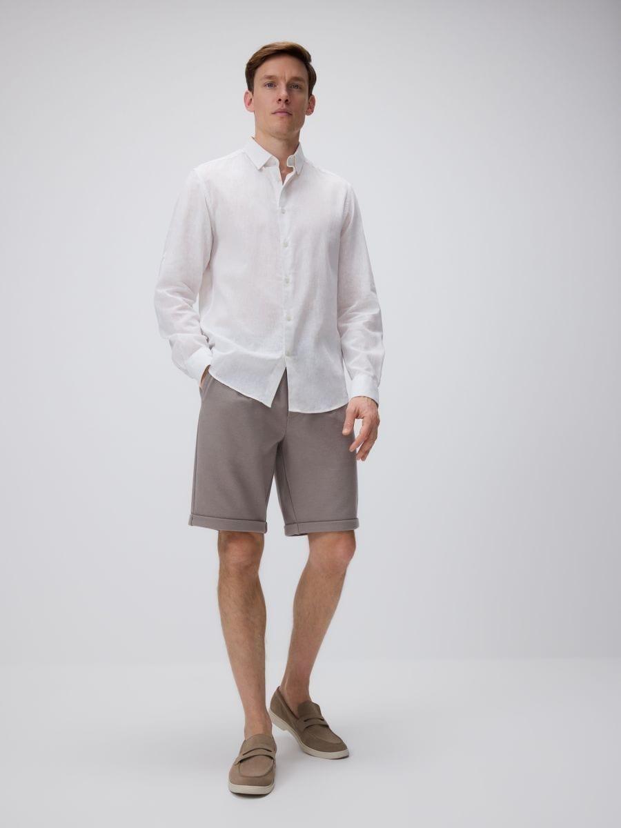 Beige Regular Fit Shorts, , medium