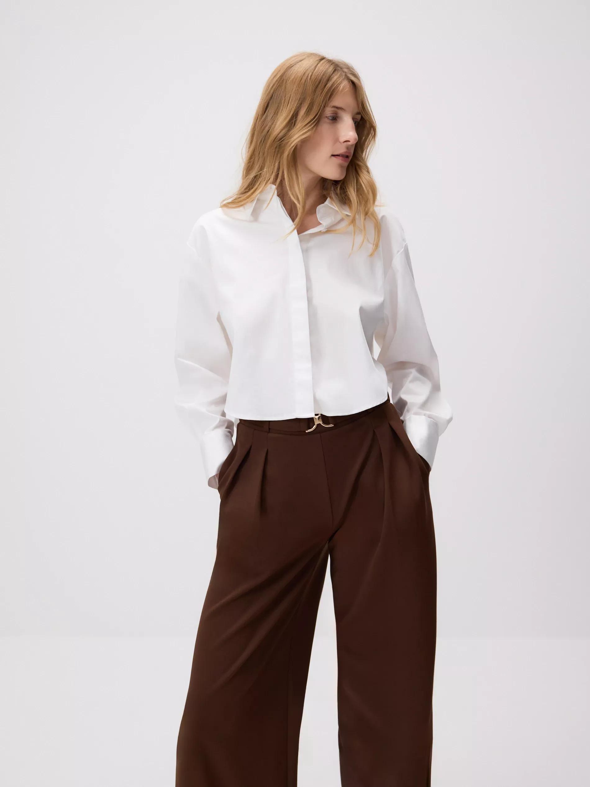 DARK BROWN Loose trousers with buckle, Brown, medium