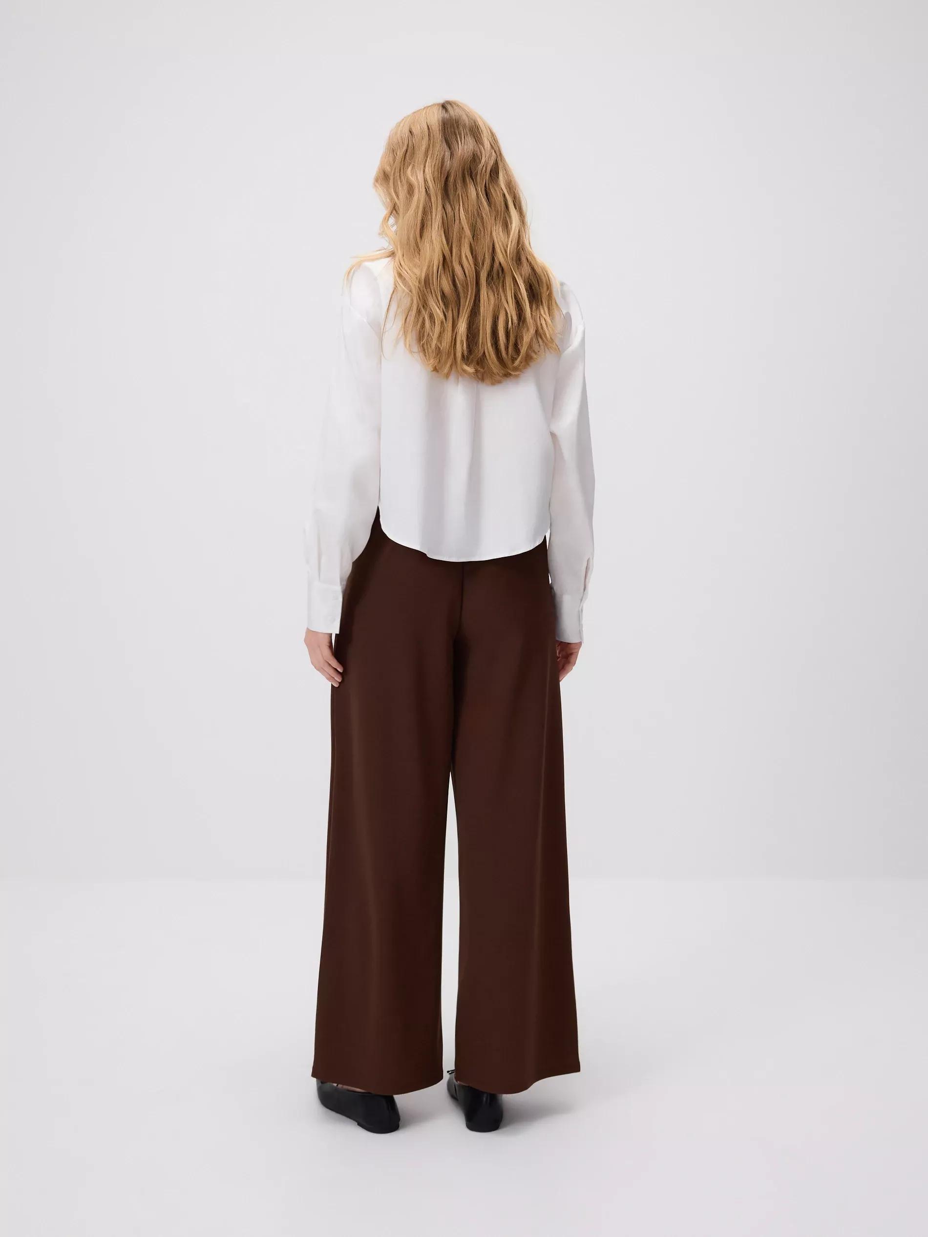 DARK BROWN LADIES` TROUSERS, Brown, large image number 3