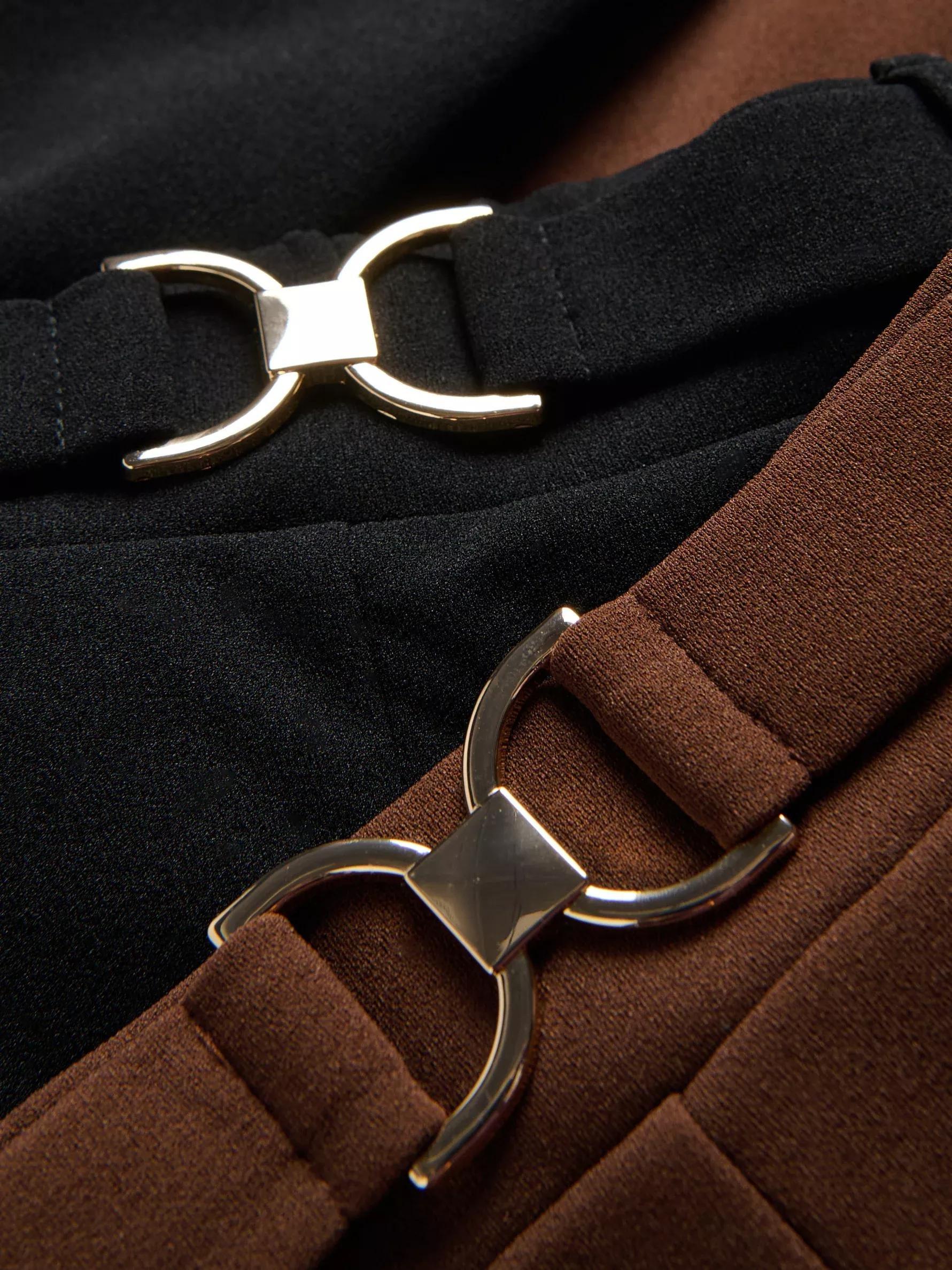 DARK BROWN Loose trousers with buckle, Brown, large image number 5