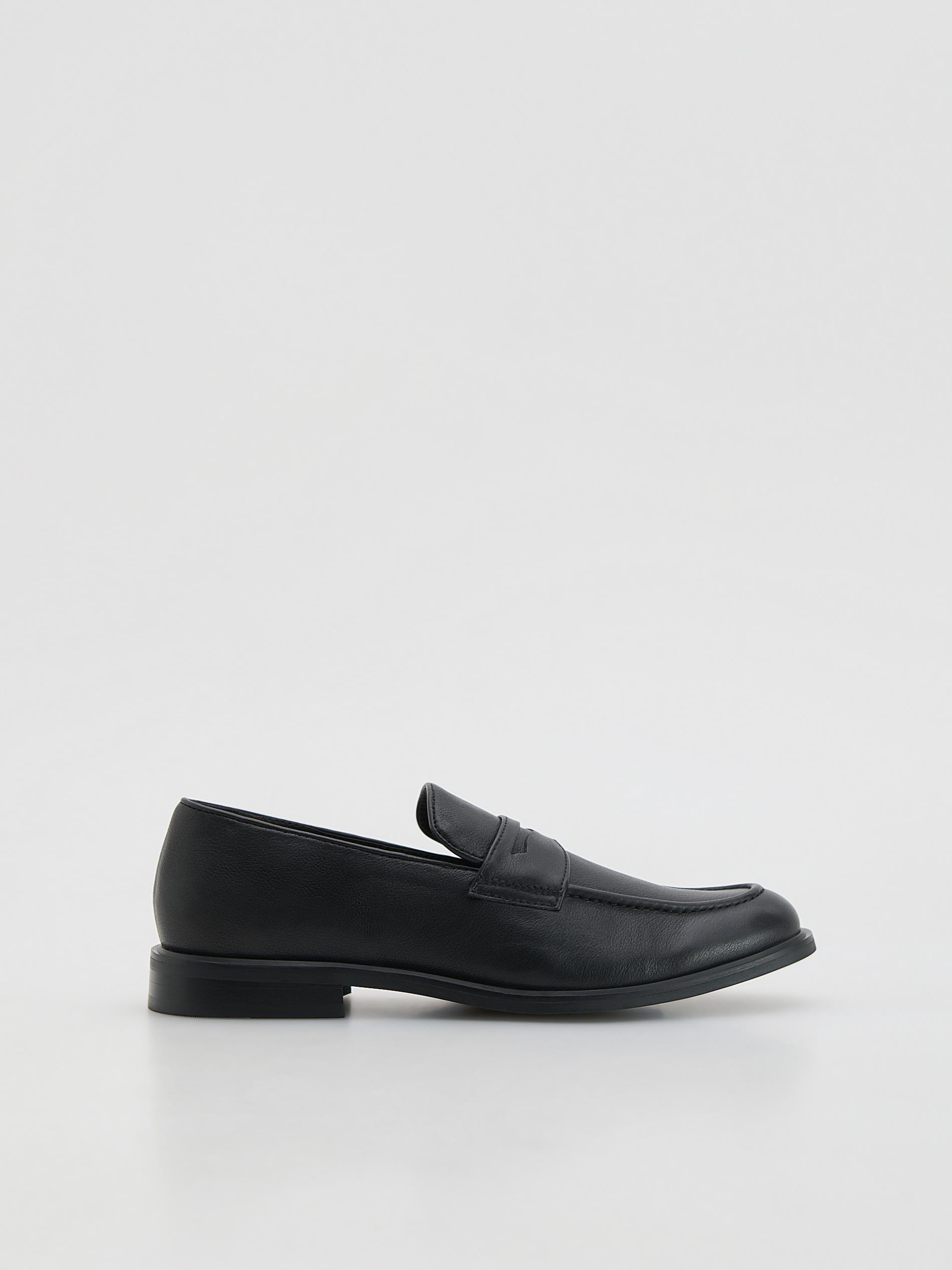 Black Leather Loafers, Black, large image number 1