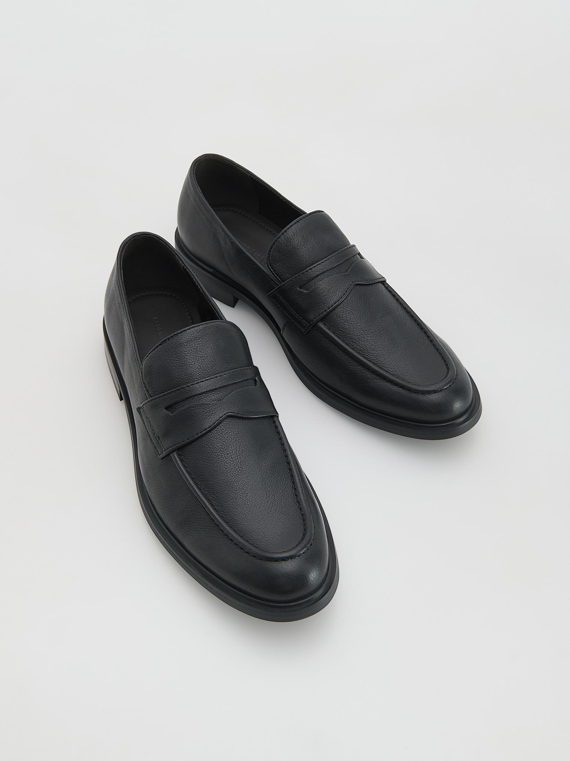 Black Leather Loafers, Black, large image number 3