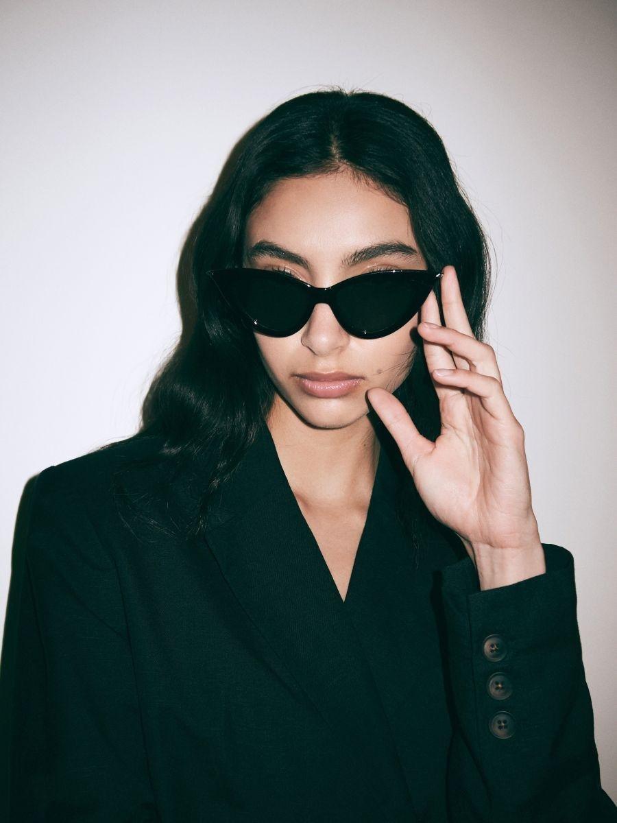 Black Cat Eye Sunglasses, Black, large image number 0