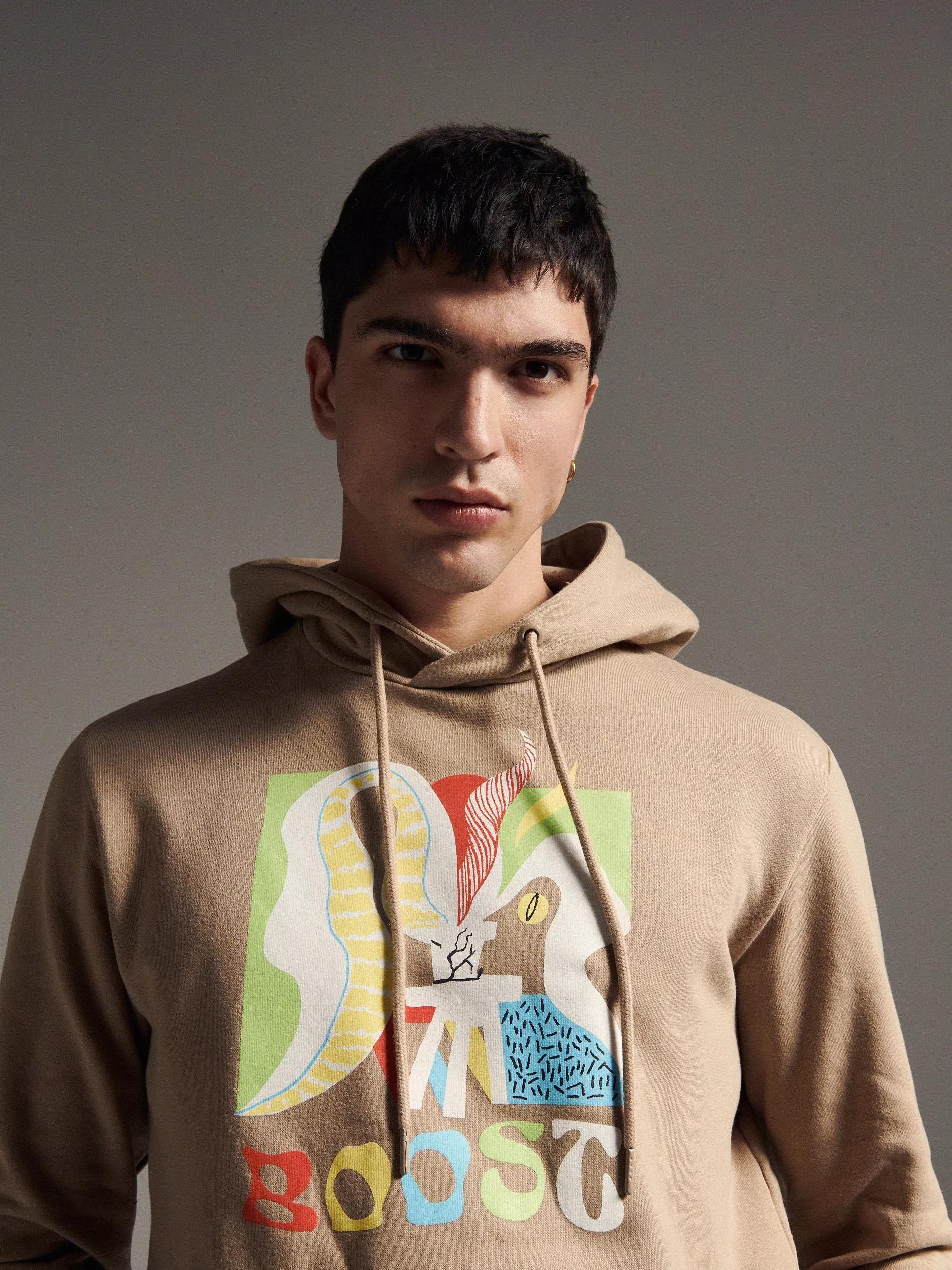Beige Hoodie, , large image number 2