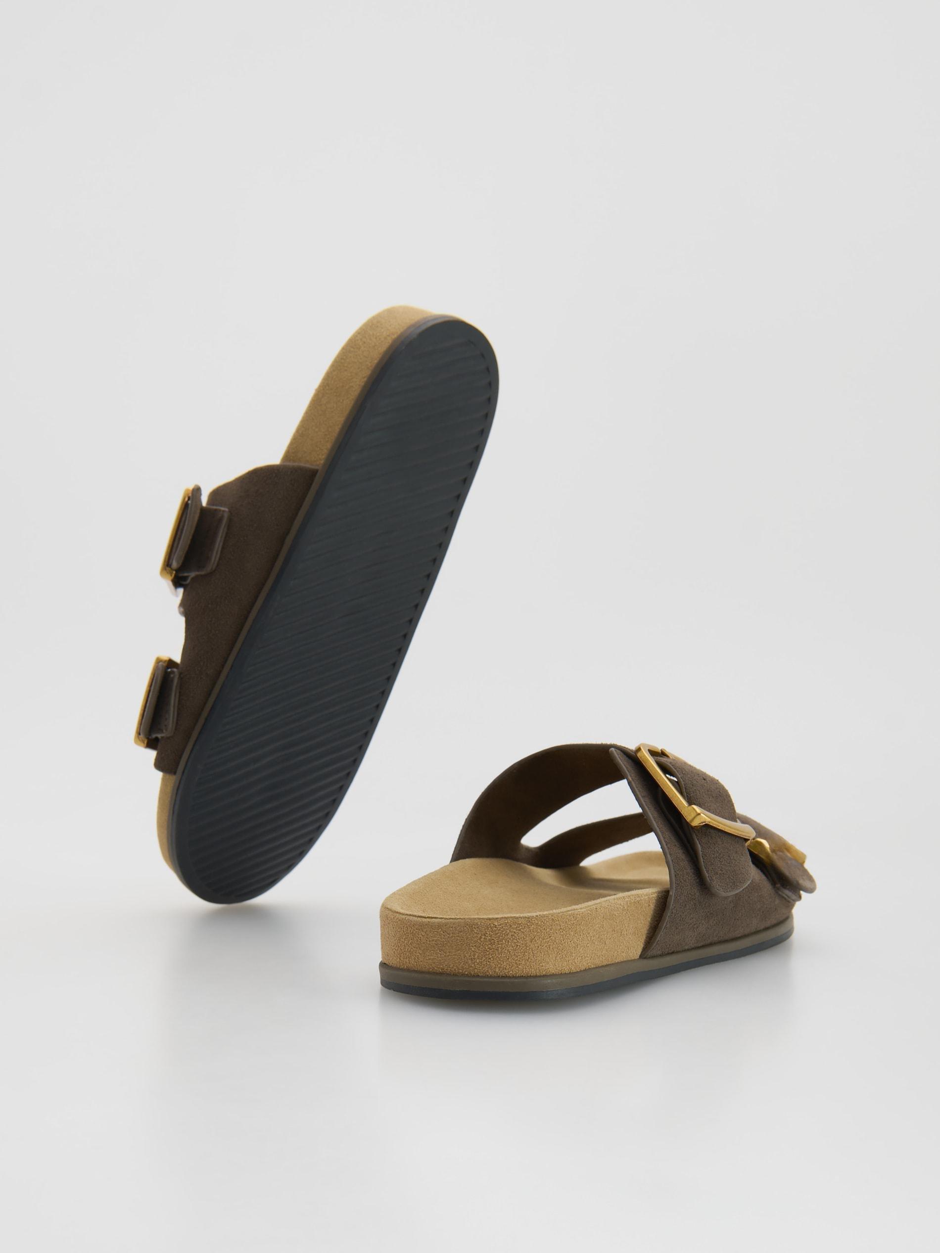 Green Suede Slides, Green, medium