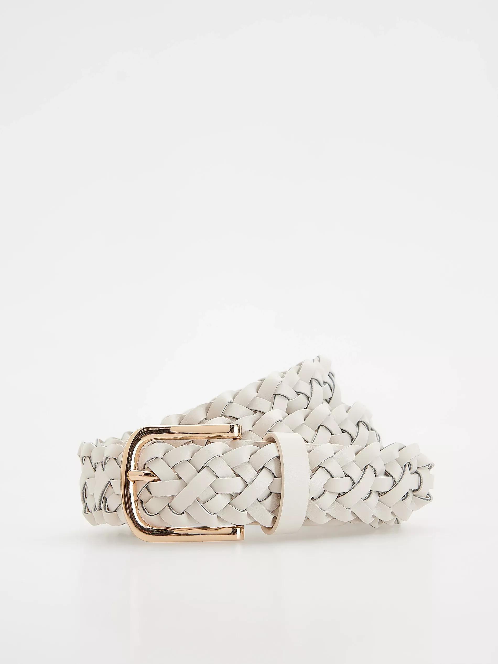 White Unisex Woven Belt, , medium