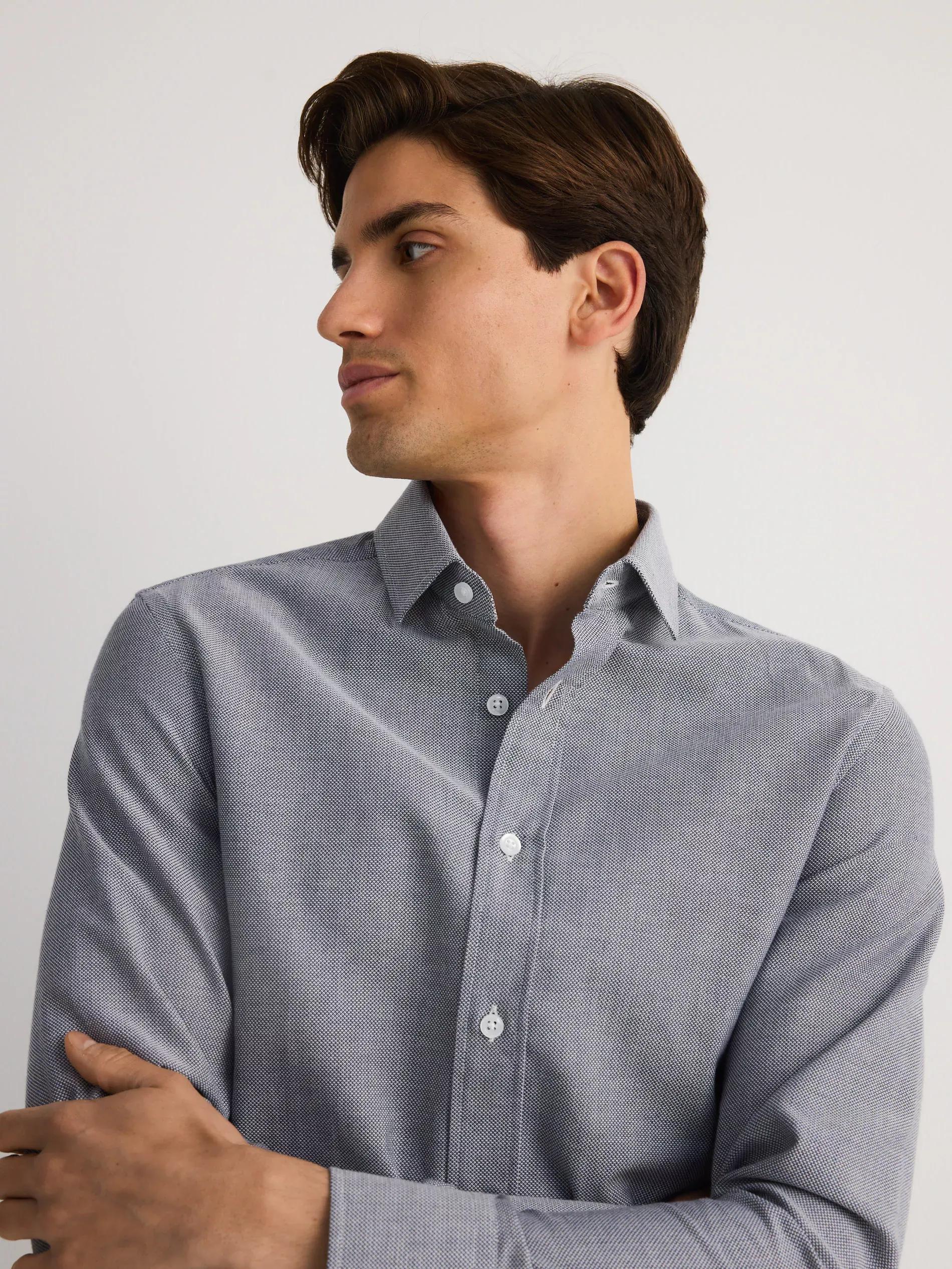 LIGHT GREY Slim fit Egyptian cotton shirt, Light grey, large image number 3