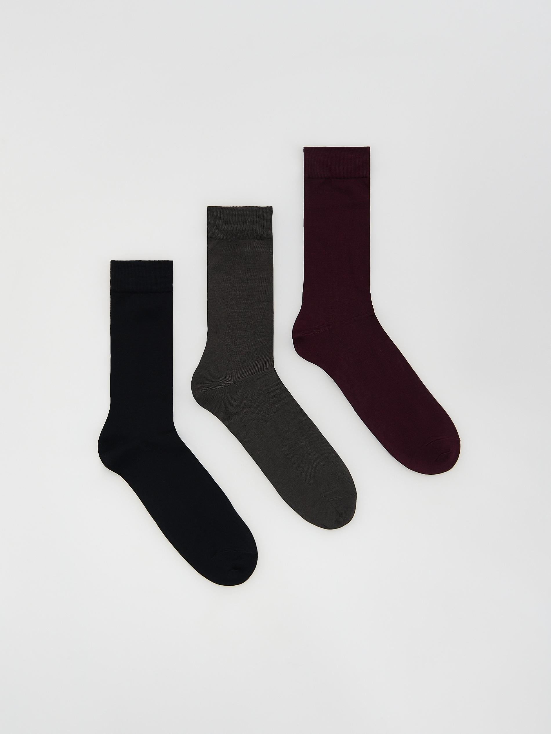 Maroon 3-Pack Mercerized Cotton Socks, Burgundy, large image number 0