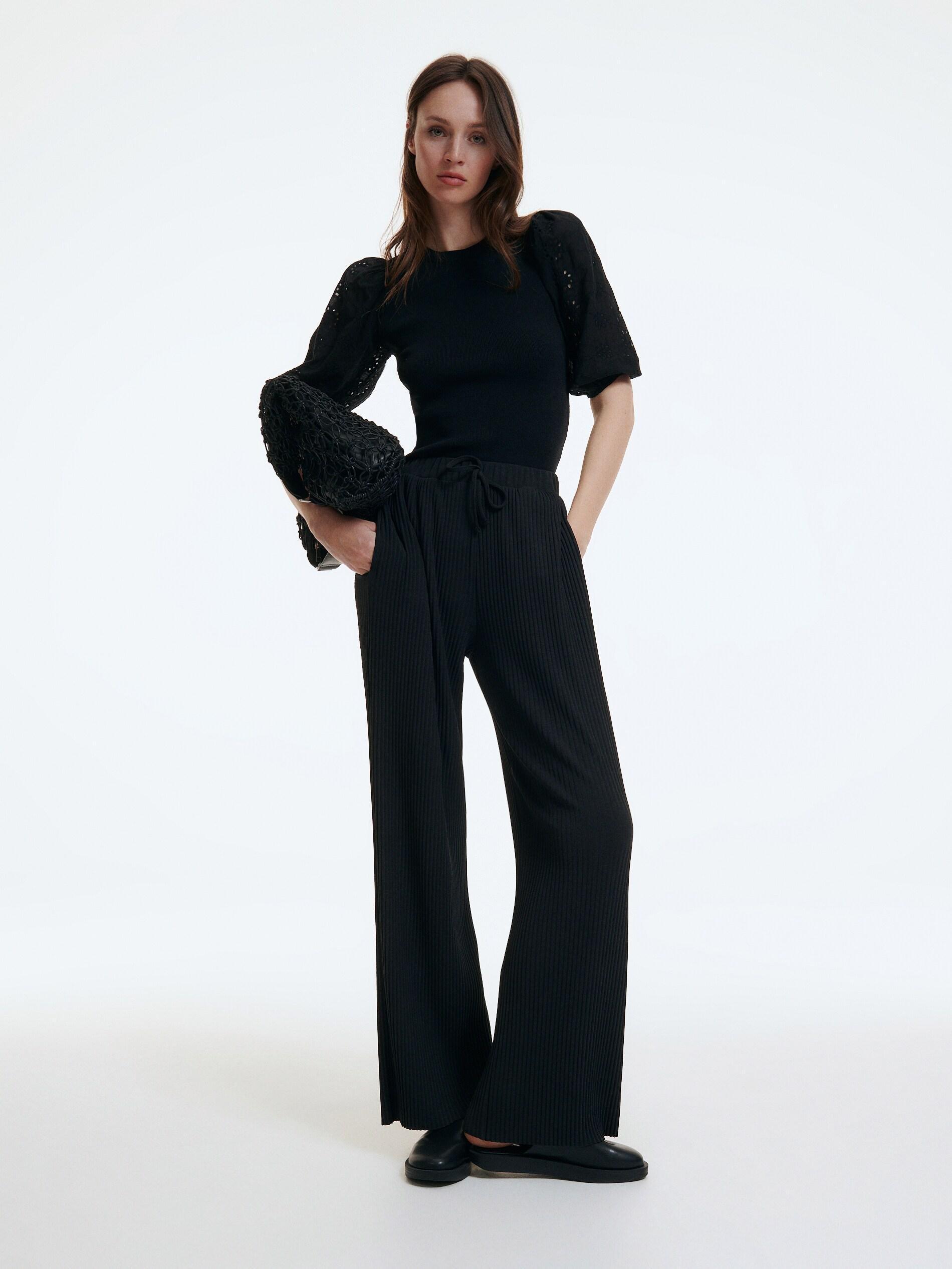Black Blouse With Broderie Anglaise Sleeves, , large image number 2