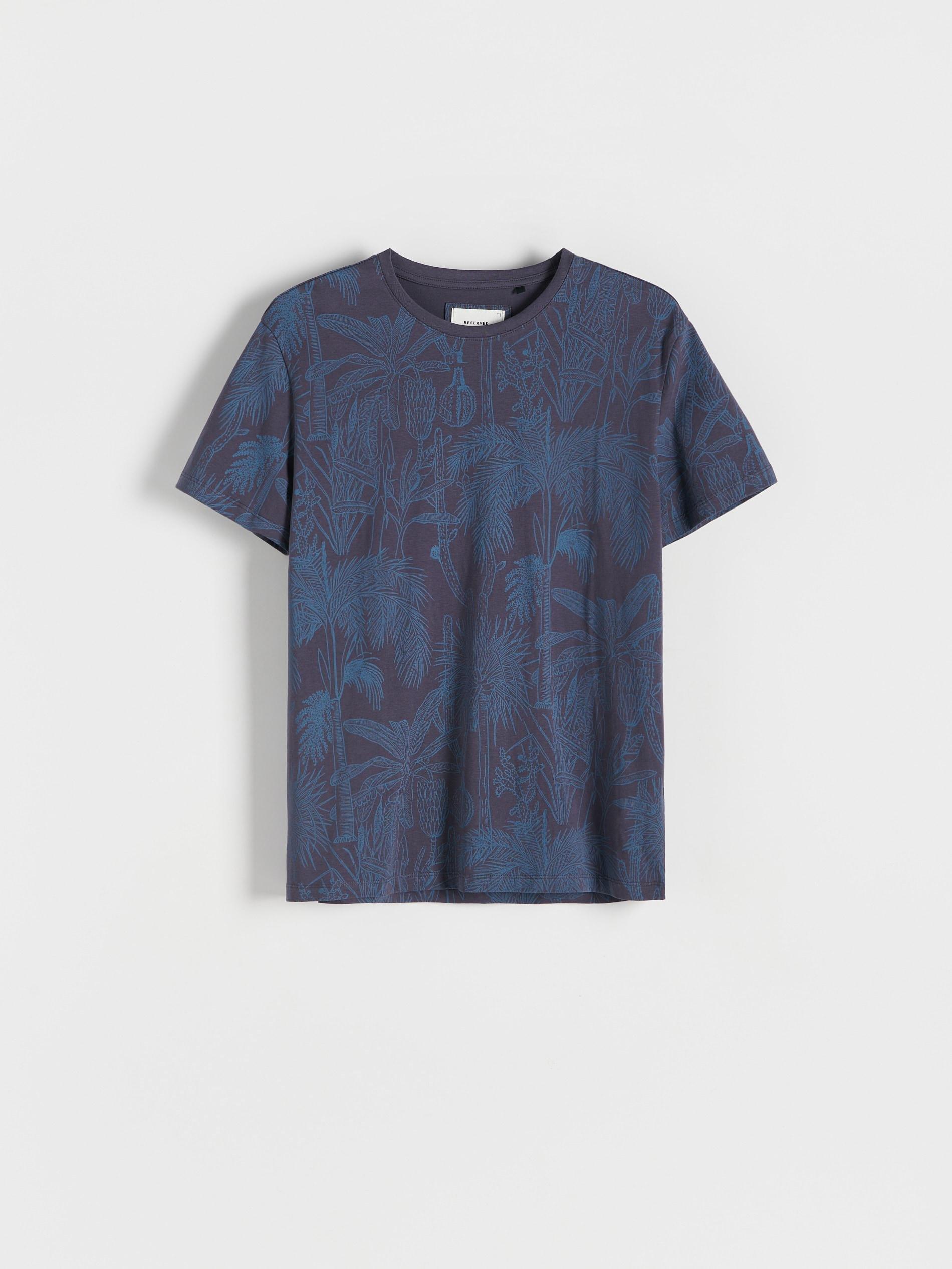 Navy Patterned Round Neck T-Shirt, , large image number 0