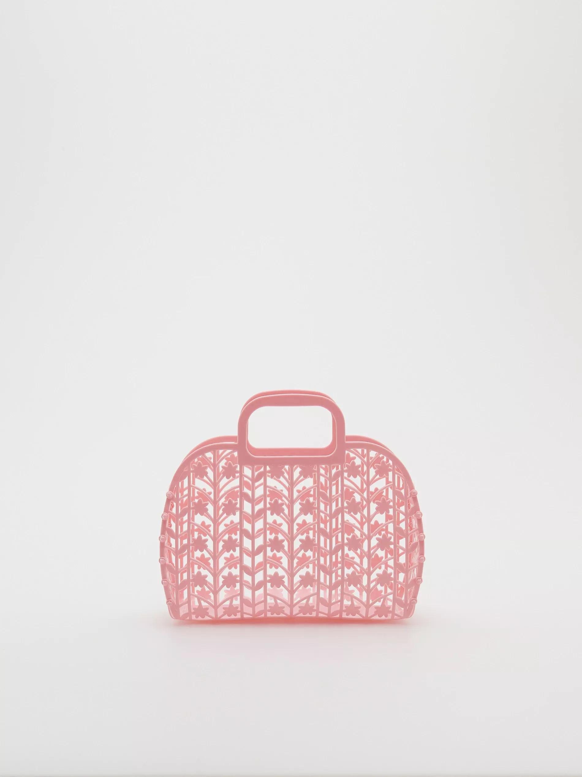 Pink Basket Bag,Girls, , large image number 1