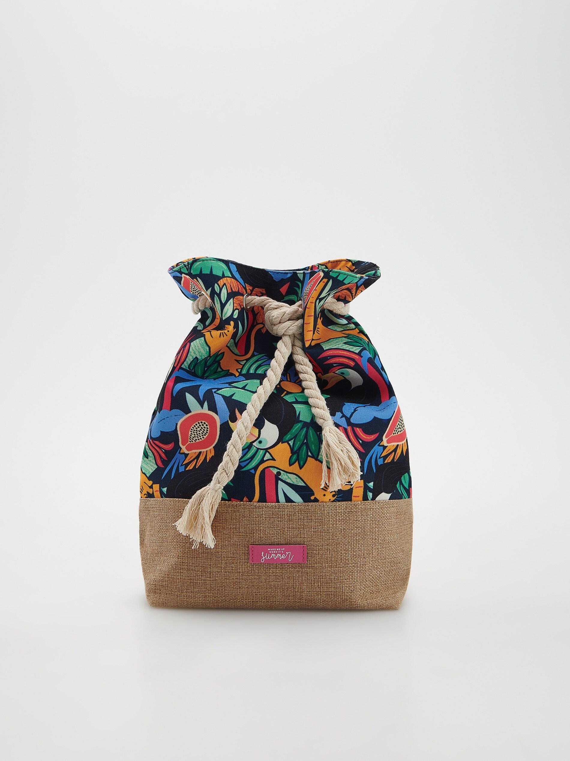 Multicolor Exotic Pattern Drawstring Backpack,Girls, , large image number 1