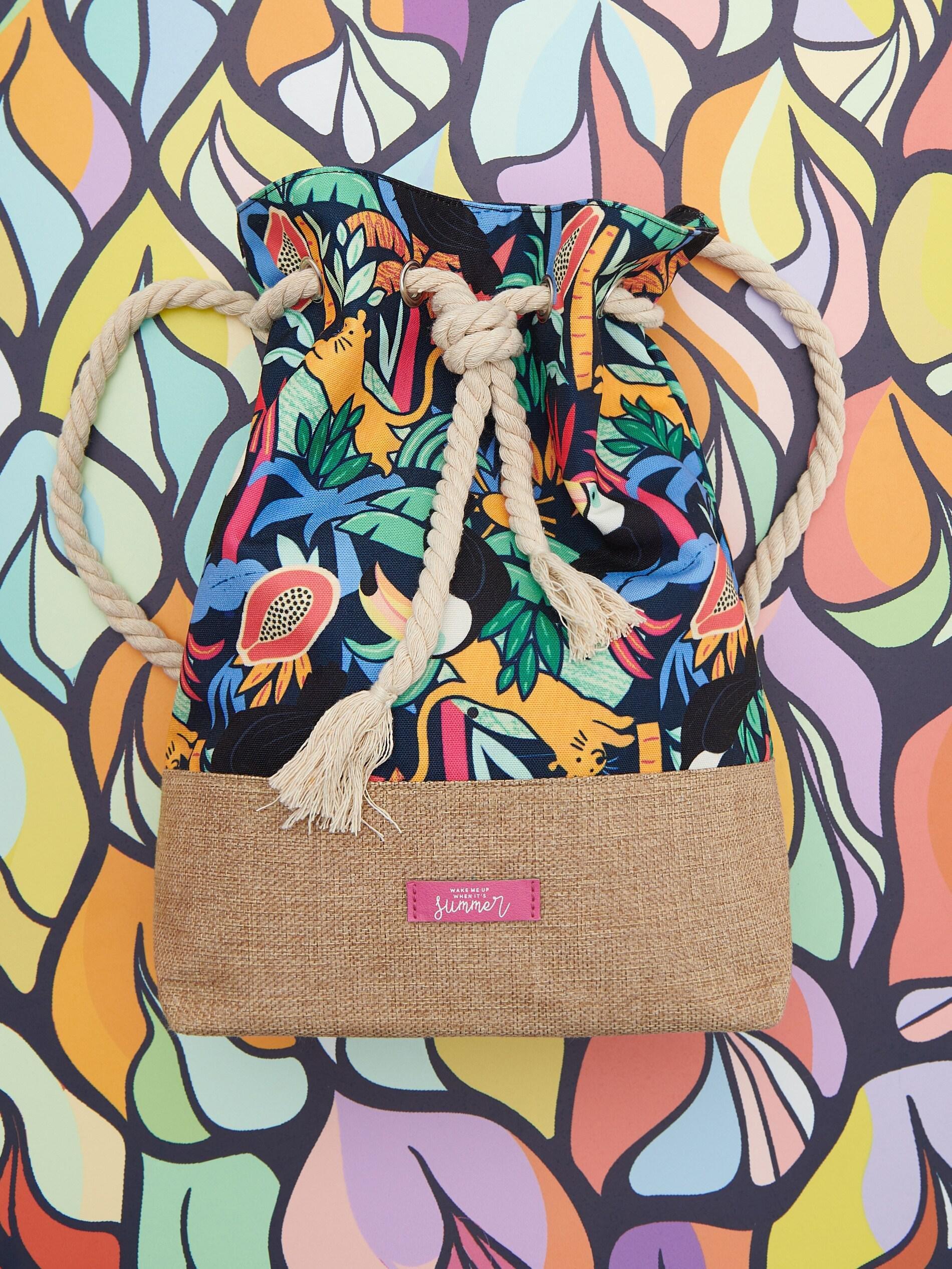 Multicolor Exotic Pattern Drawstring Backpack,Girls, , large image number 2