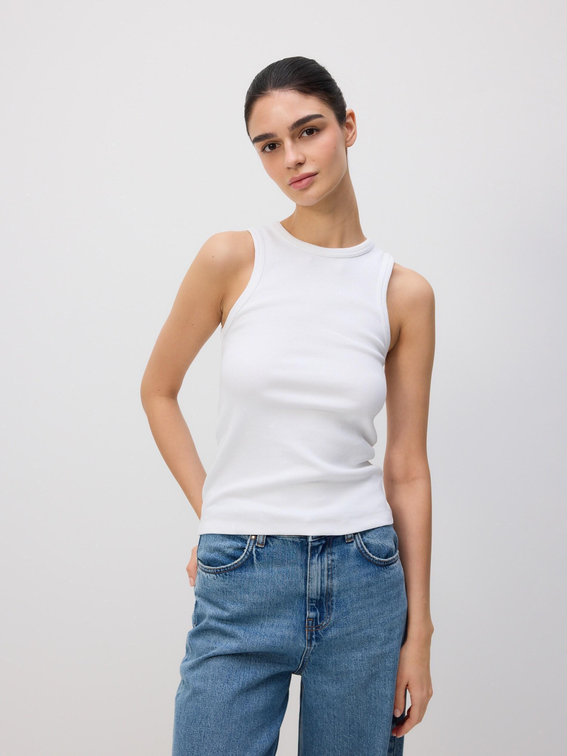 White Cotton Top, White, large image number 3