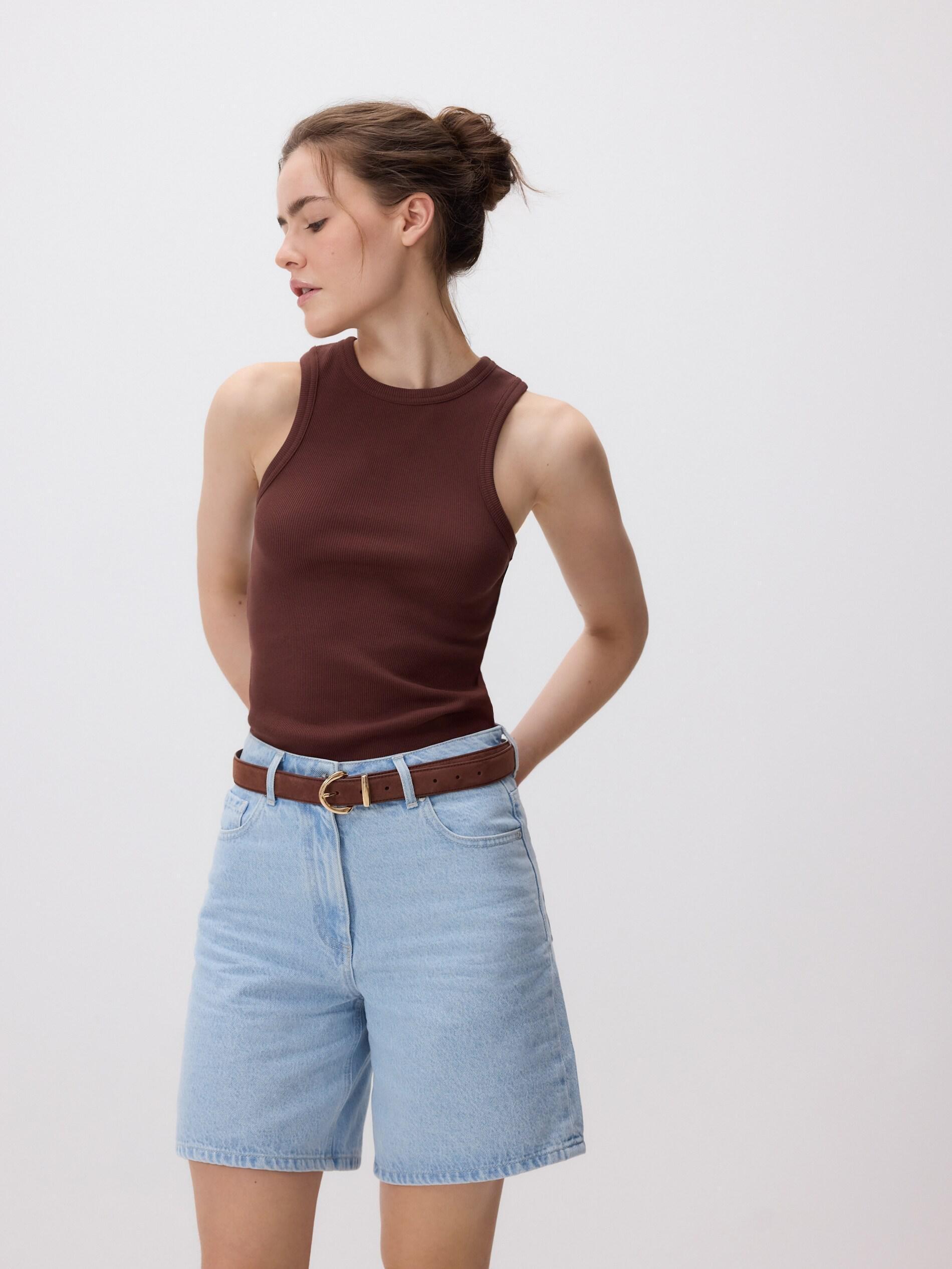 Brown Cotton Top, Brown, large image number 3