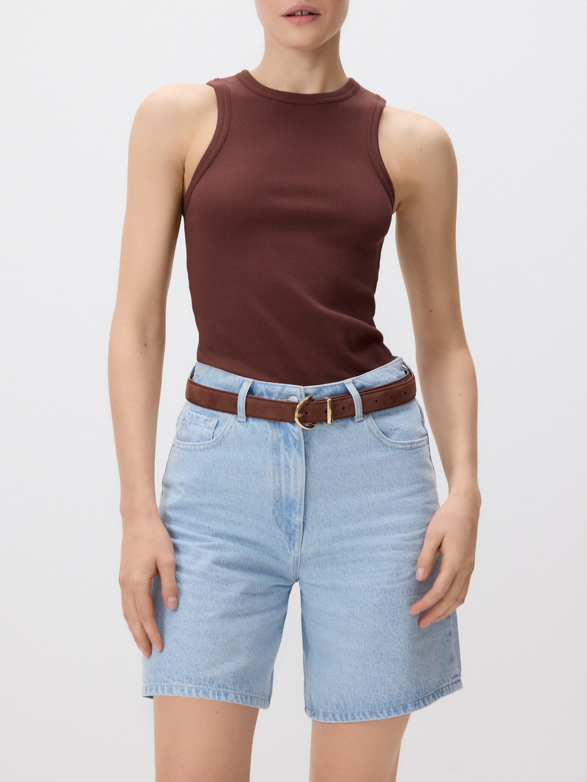 Brown Cotton Top, Brown, large image number 5
