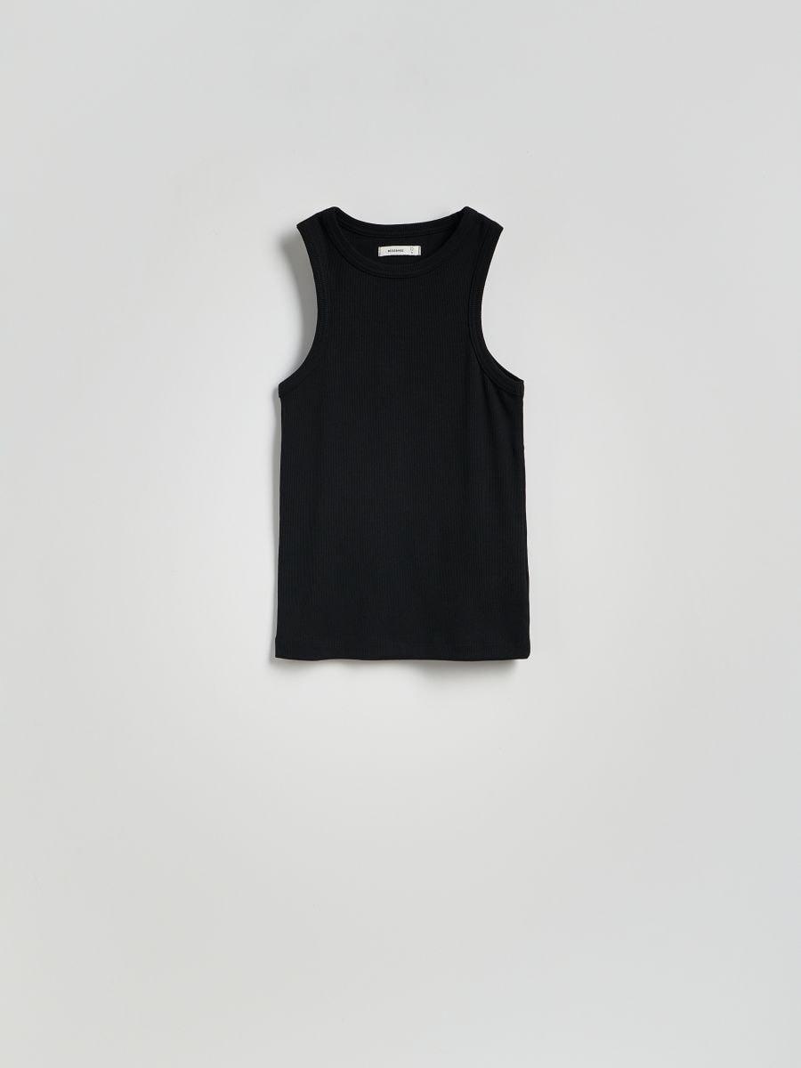 Black Cotton Top, Black, medium