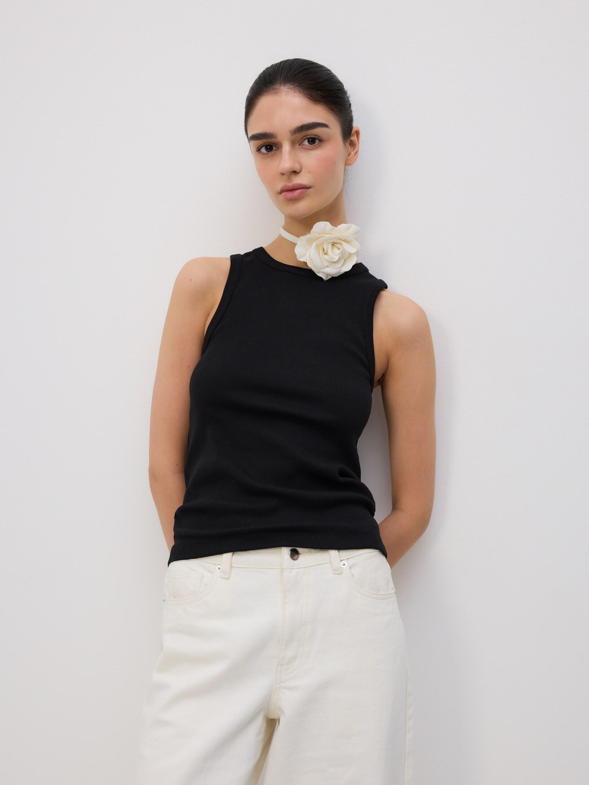 Black Cotton Top, Black, large image number 6