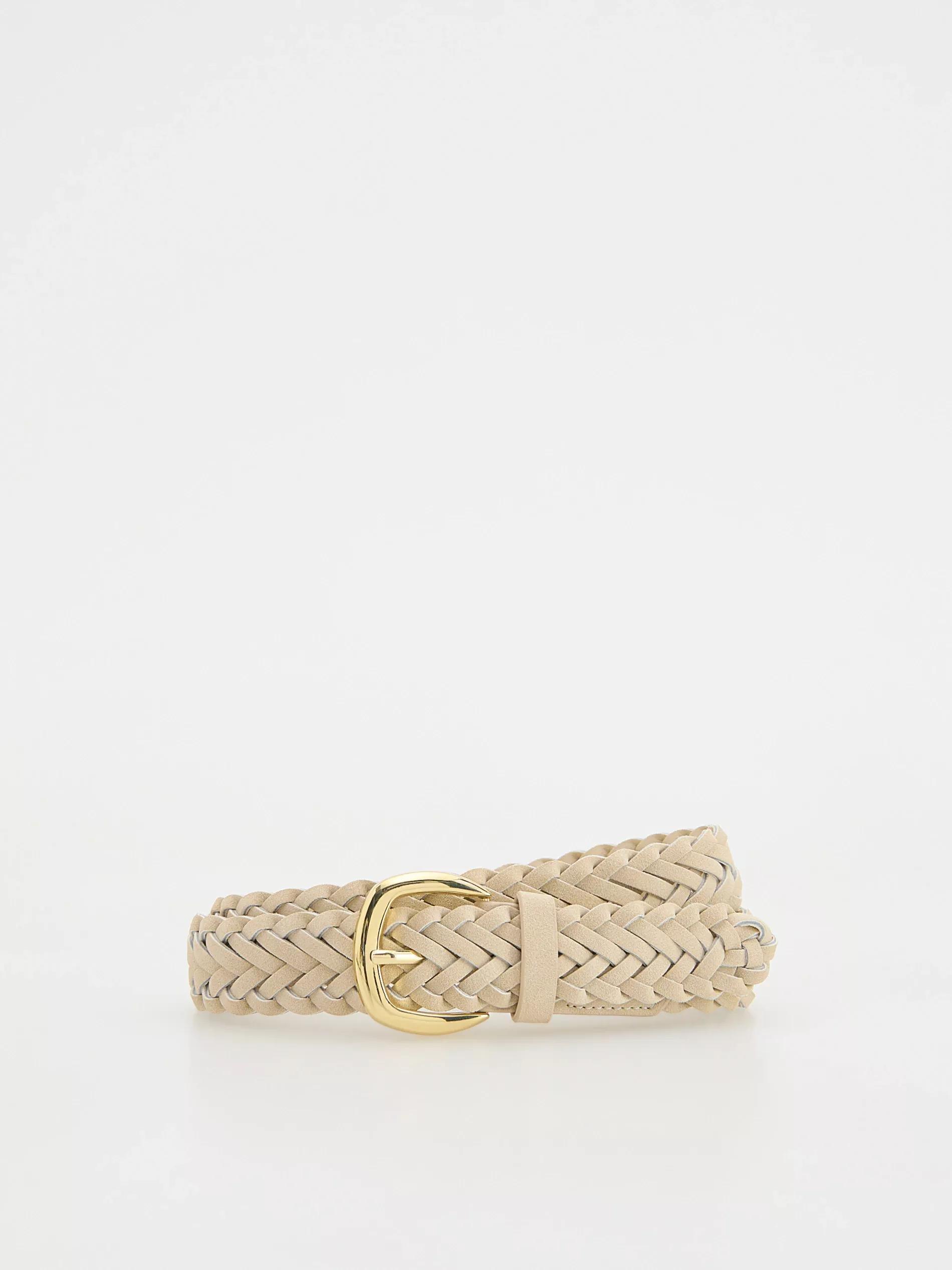 Cream Unisex Woven Belt, , medium