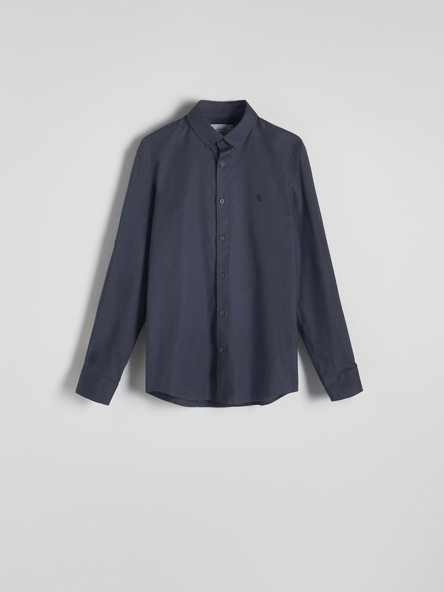 Blue Slim Fit Cotton Rich Shirt, Blue, large image number 4