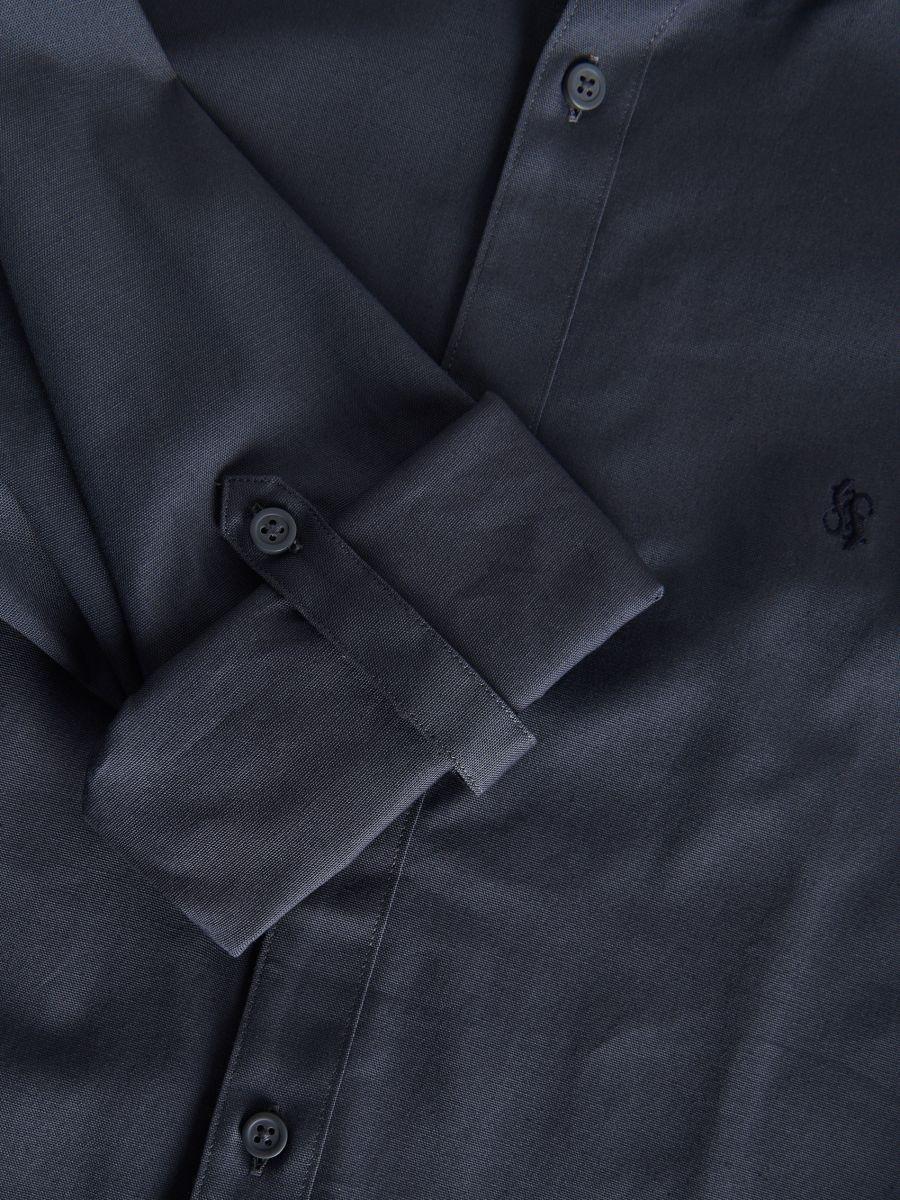 Blue Slim Fit Cotton Rich Shirt, Blue, large image number 5