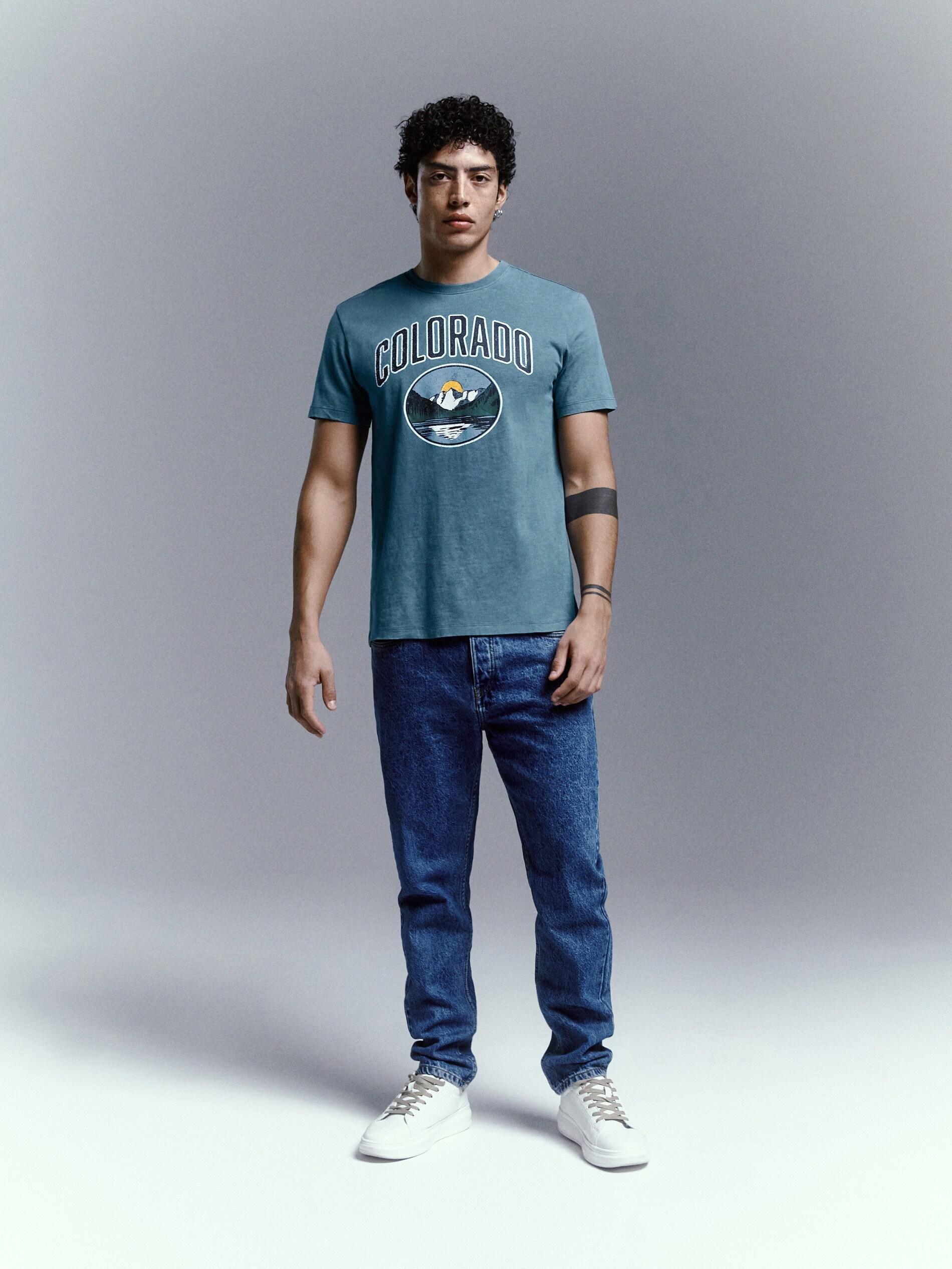 Blue Wash Effect Oversize T-Shirt, , large image number 0