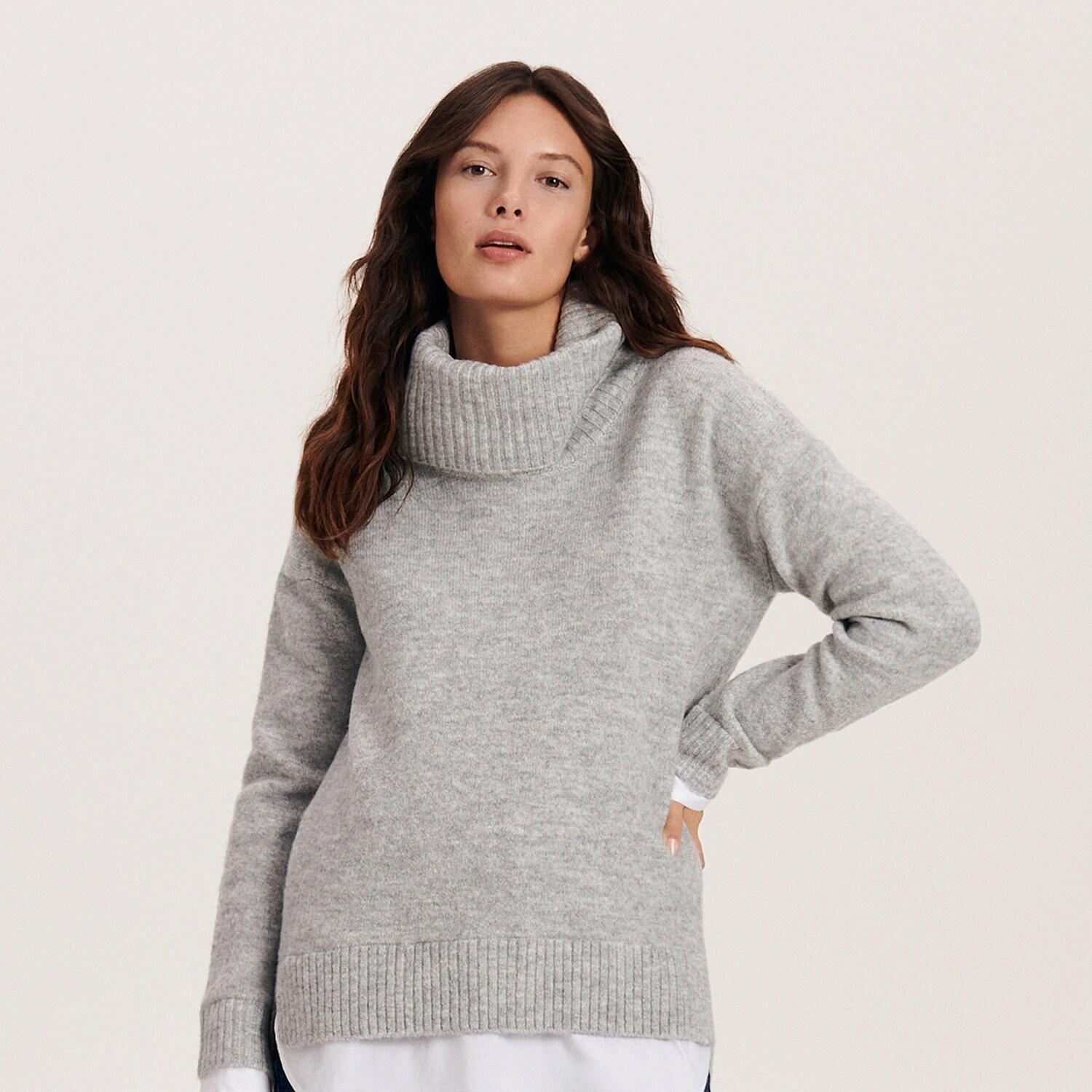 Grey Turtleneck Jumper, , large image number 0