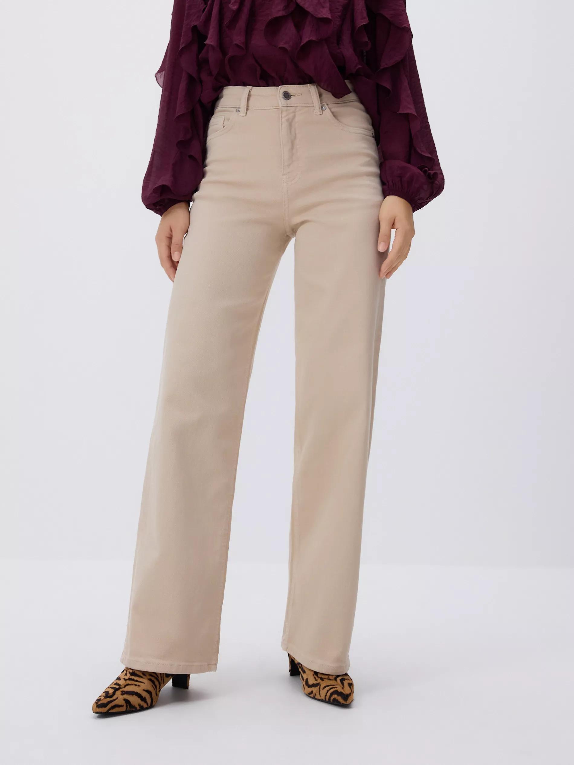 Beige Jeans Wide Leg Jeans, , large image number 1