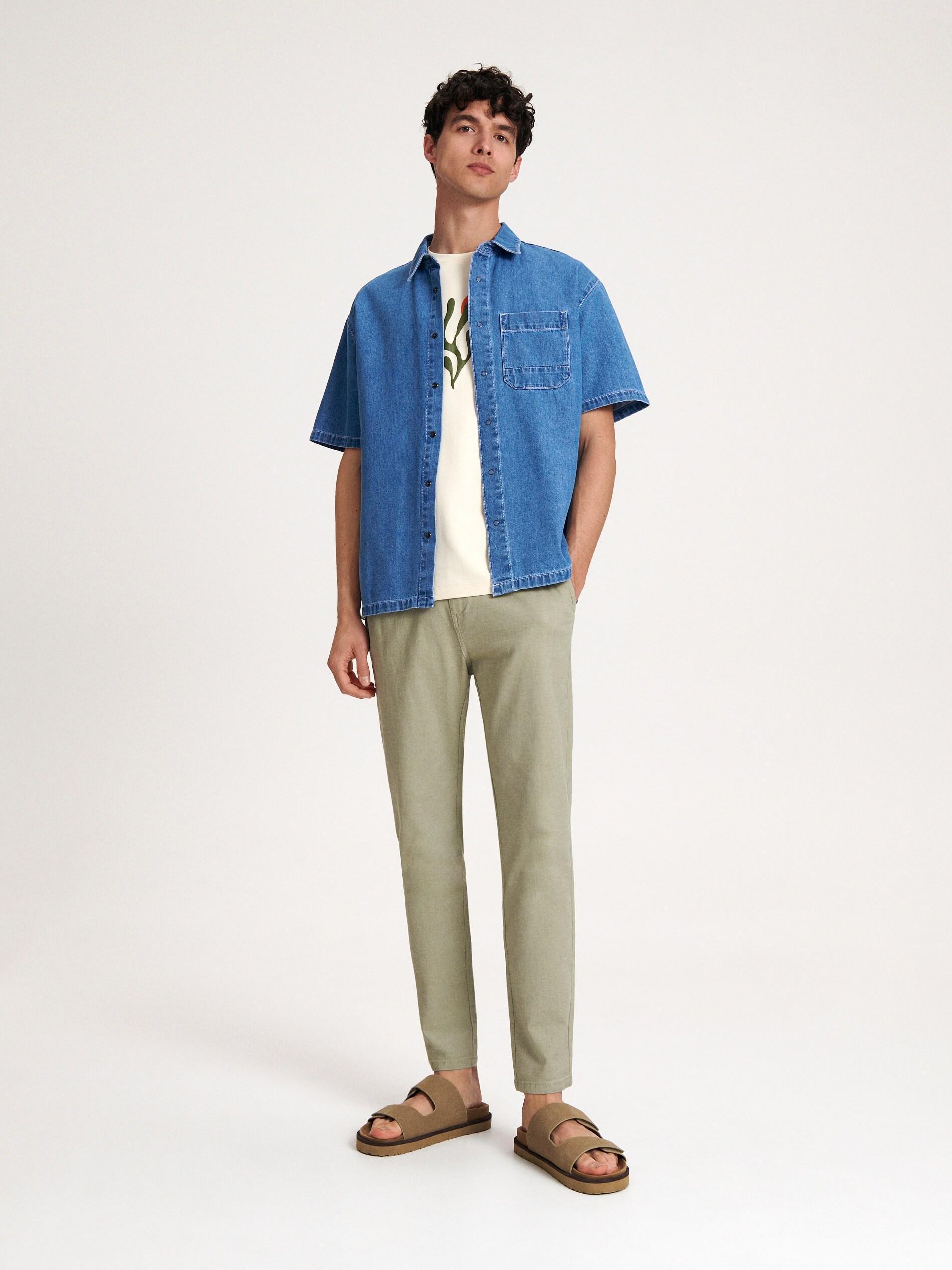 Blue Regular Denim Shirt, , large image number 0