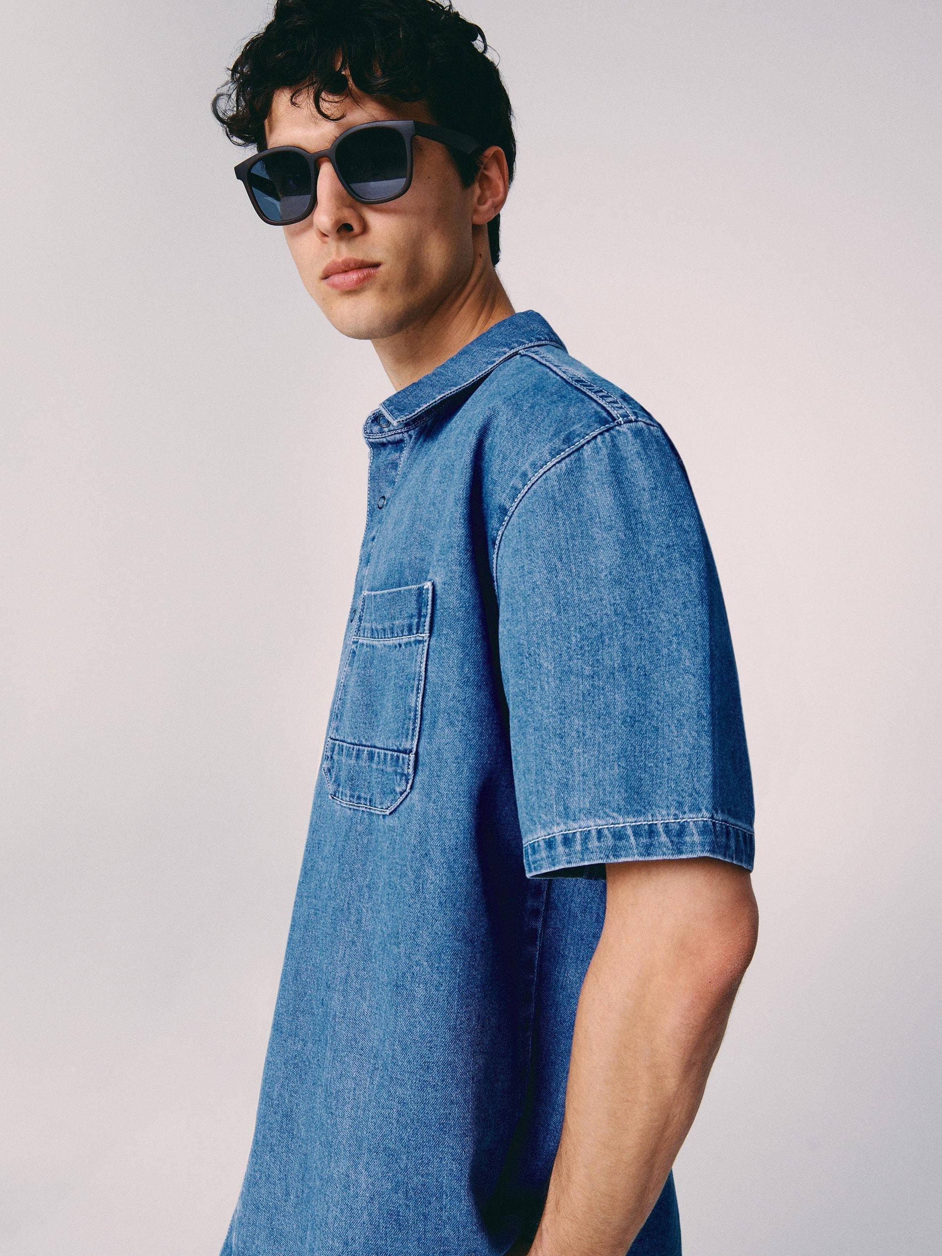 Blue Regular Denim Shirt, , large image number 1