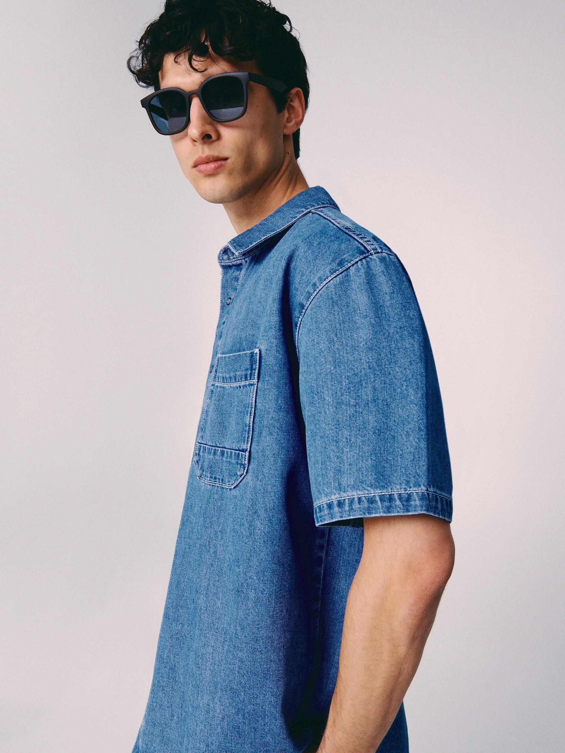 Blue Regular Denim Shirt, , large image number 2