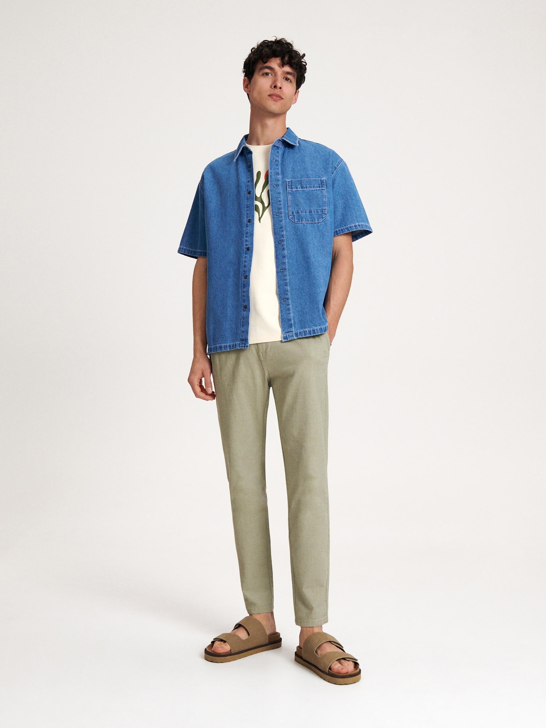 Blue Regular Denim Shirt, , large image number 3