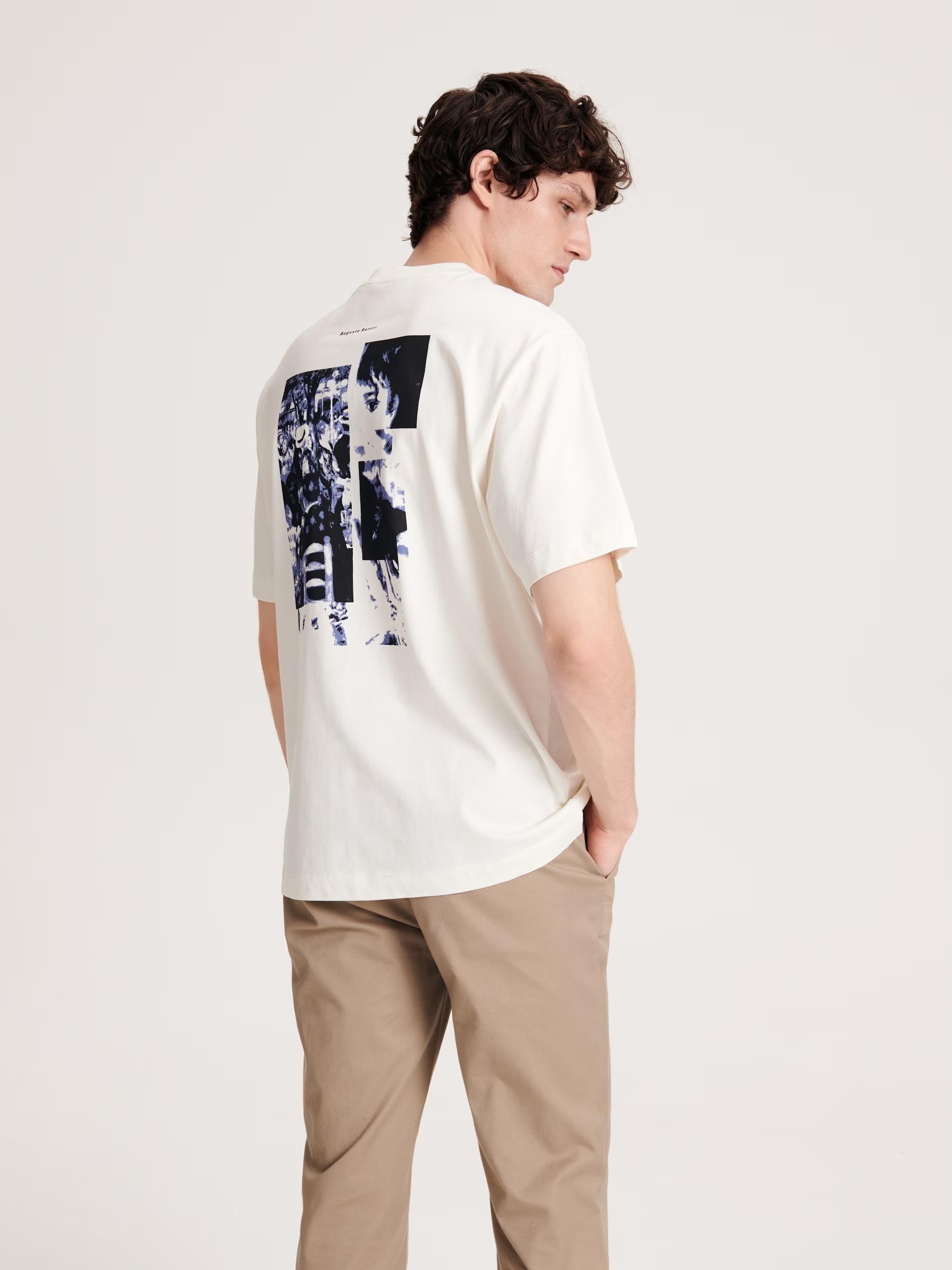 Cream Printed Oversize T-Shirt, , large image number 0