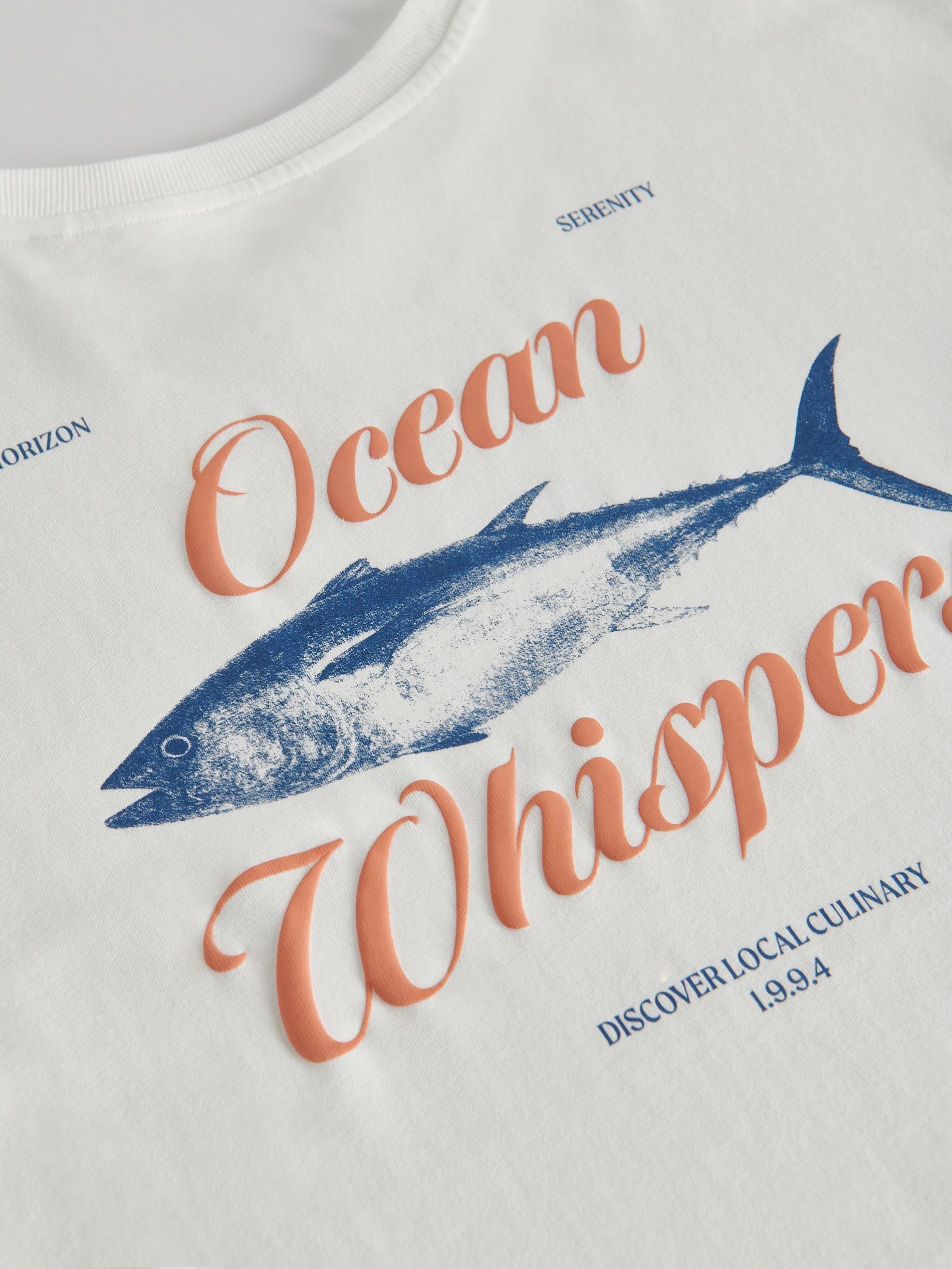 Cream Printed Boxy T-Shirt, , large image number 3
