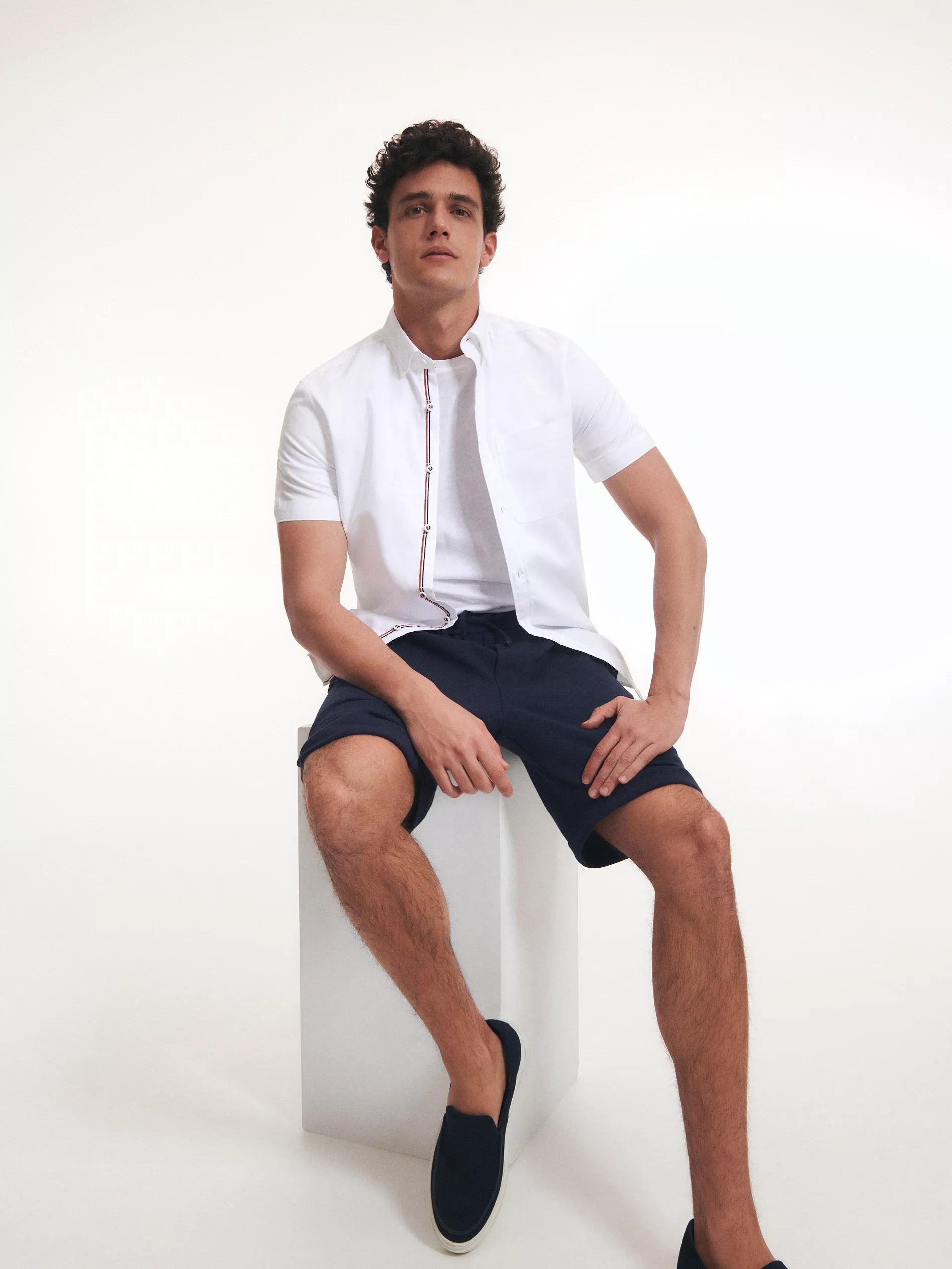 White Cotton Slim Fit Shirt, , large image number 0