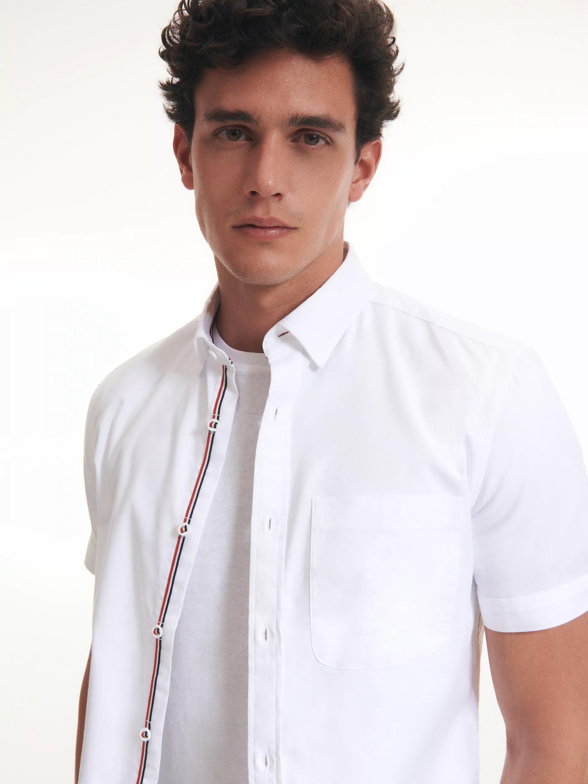 White Cotton Slim Fit Shirt, , large image number 1