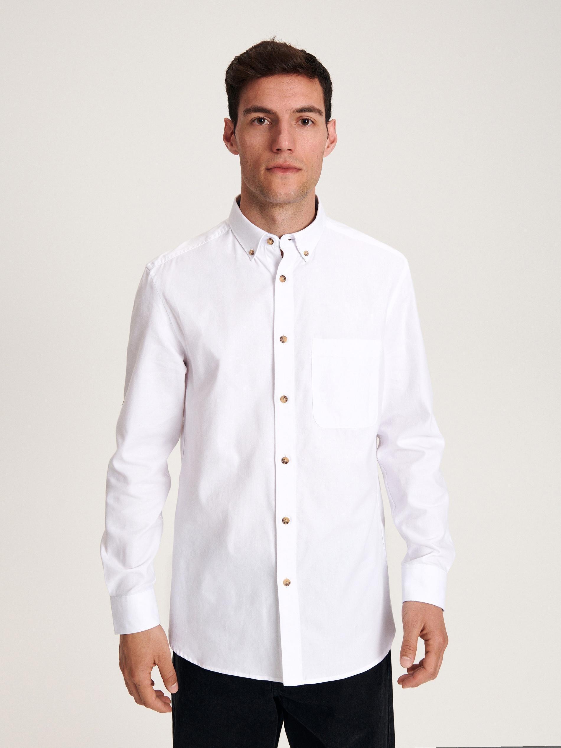 White Regular Fit Plain Shirt, , large image number 0