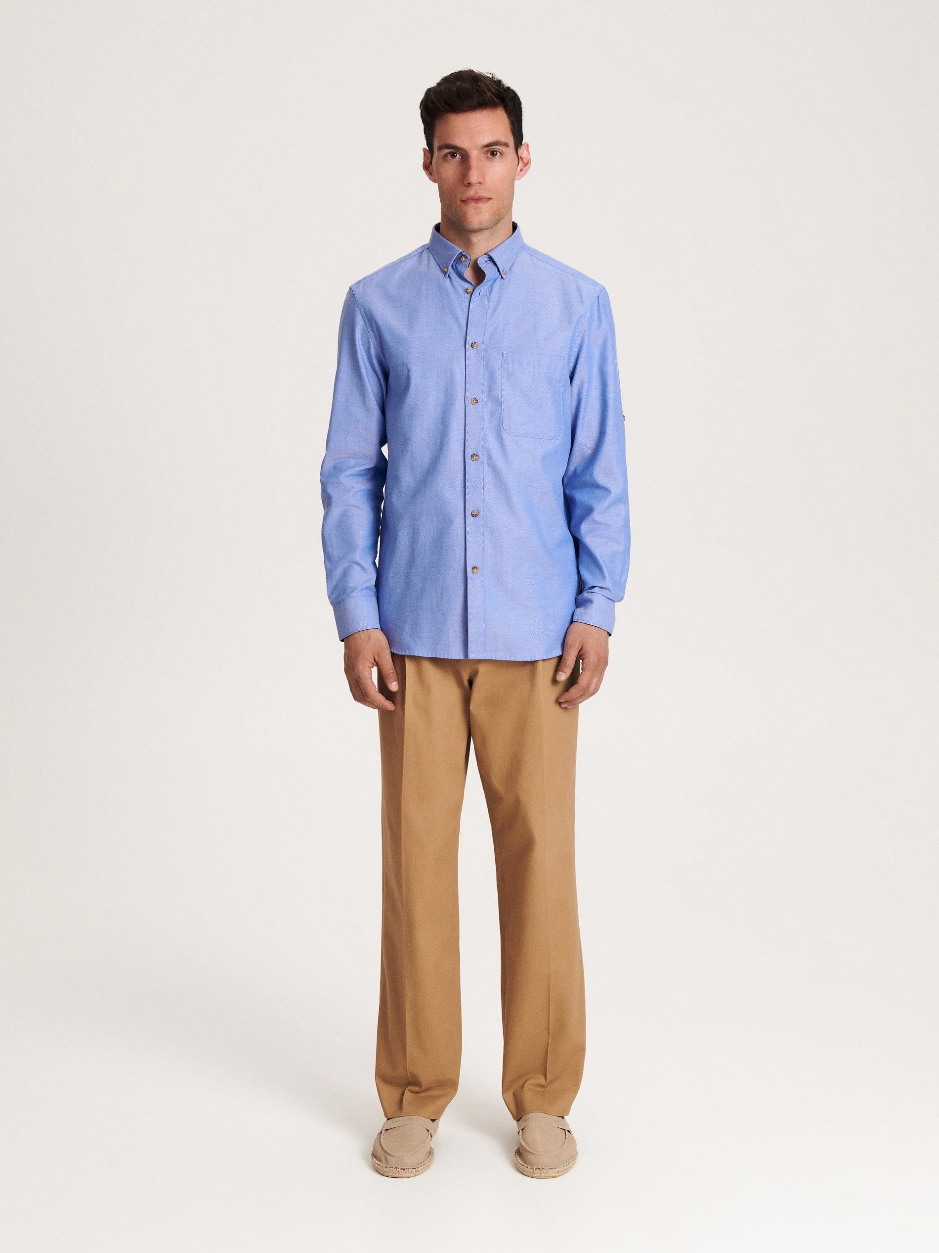 Blue Regular Fit Plain Shirt, , large image number 1