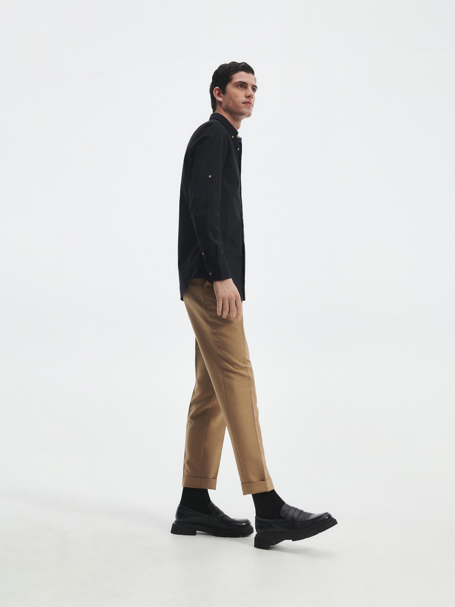 Black Regular Fit Plain Shirt, , large image number 2