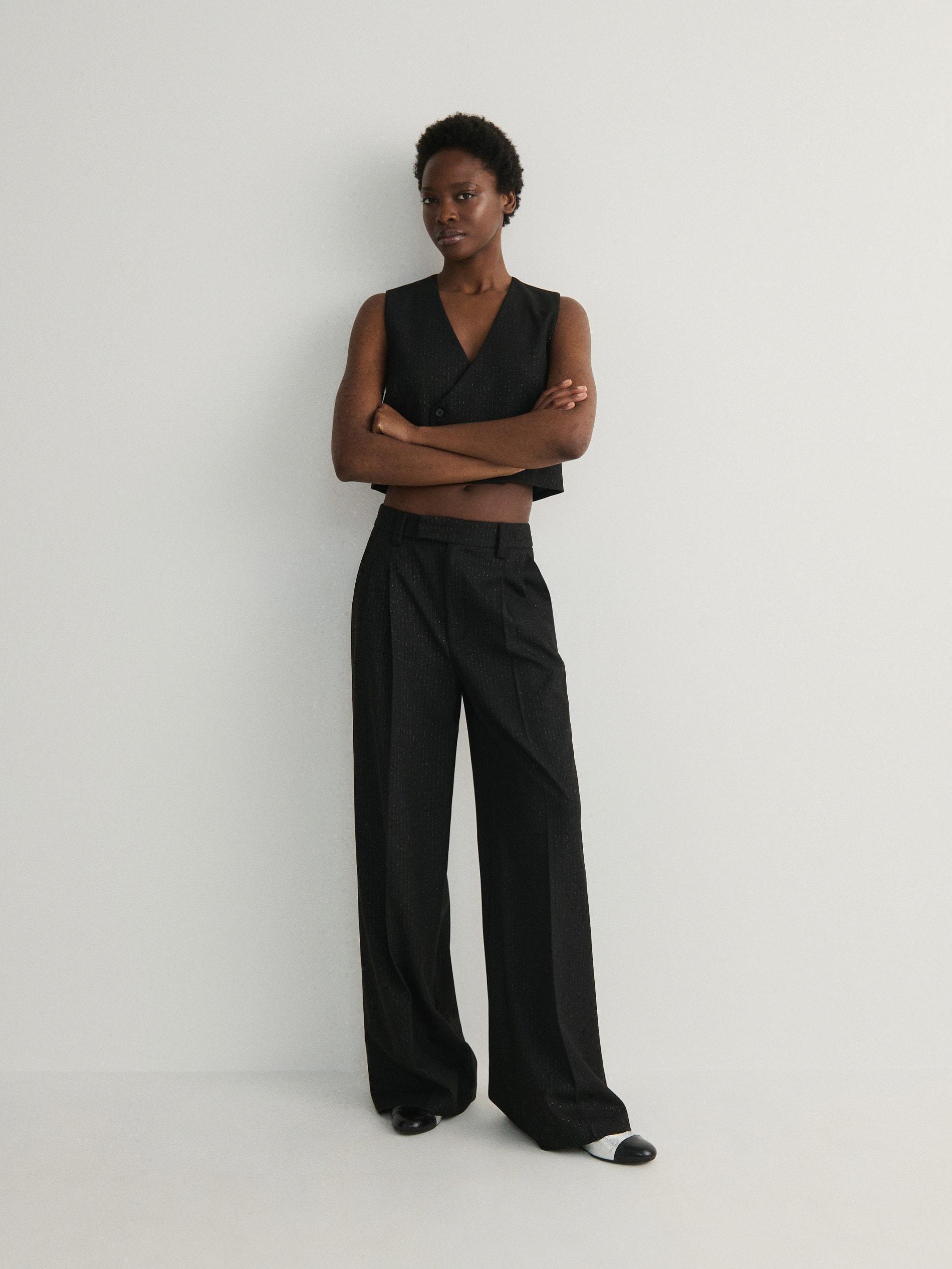 Grey Wide Leg Trousers, , large image number 1