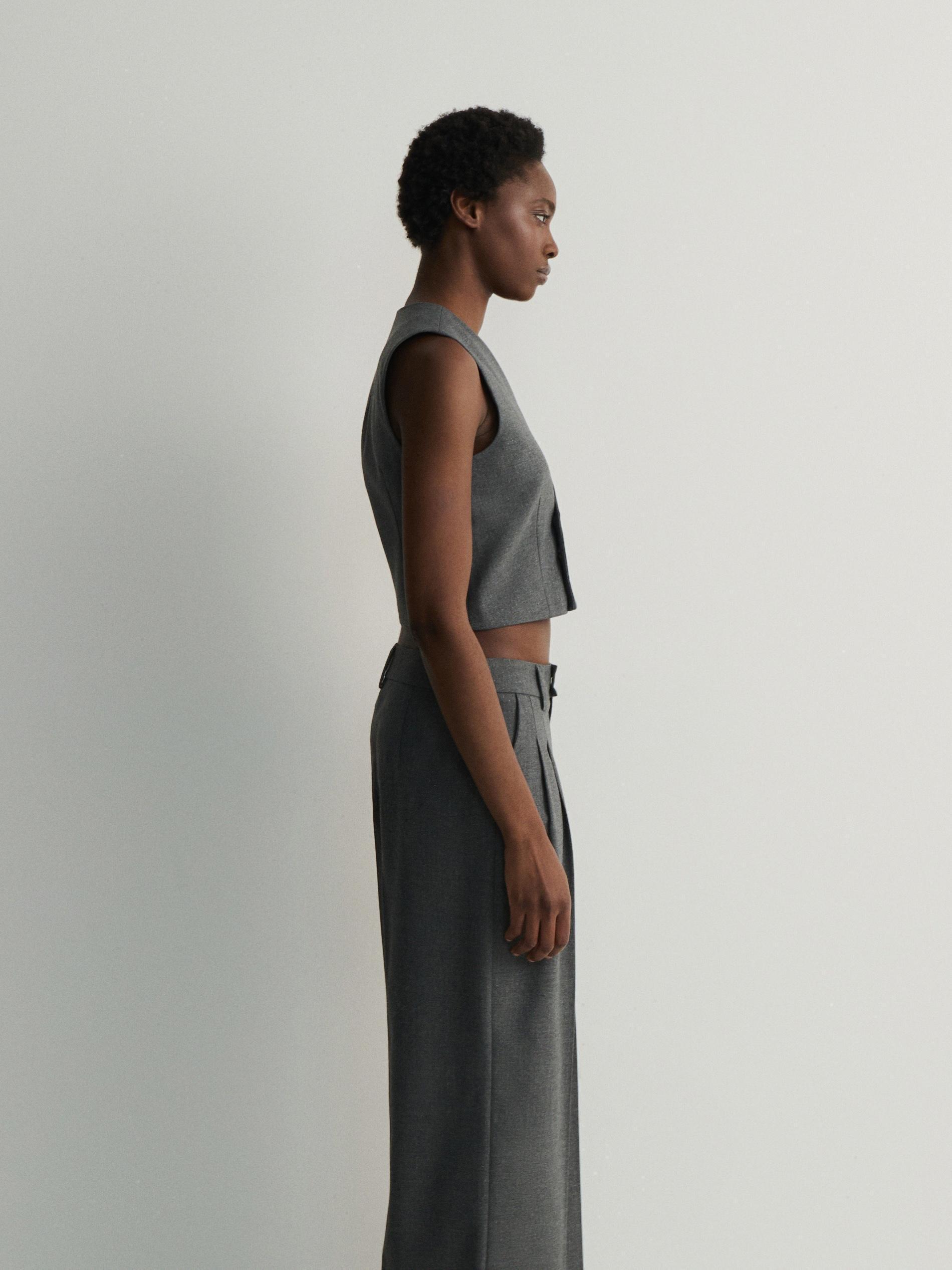 Grey Wide Leg Trousers, , large image number 2