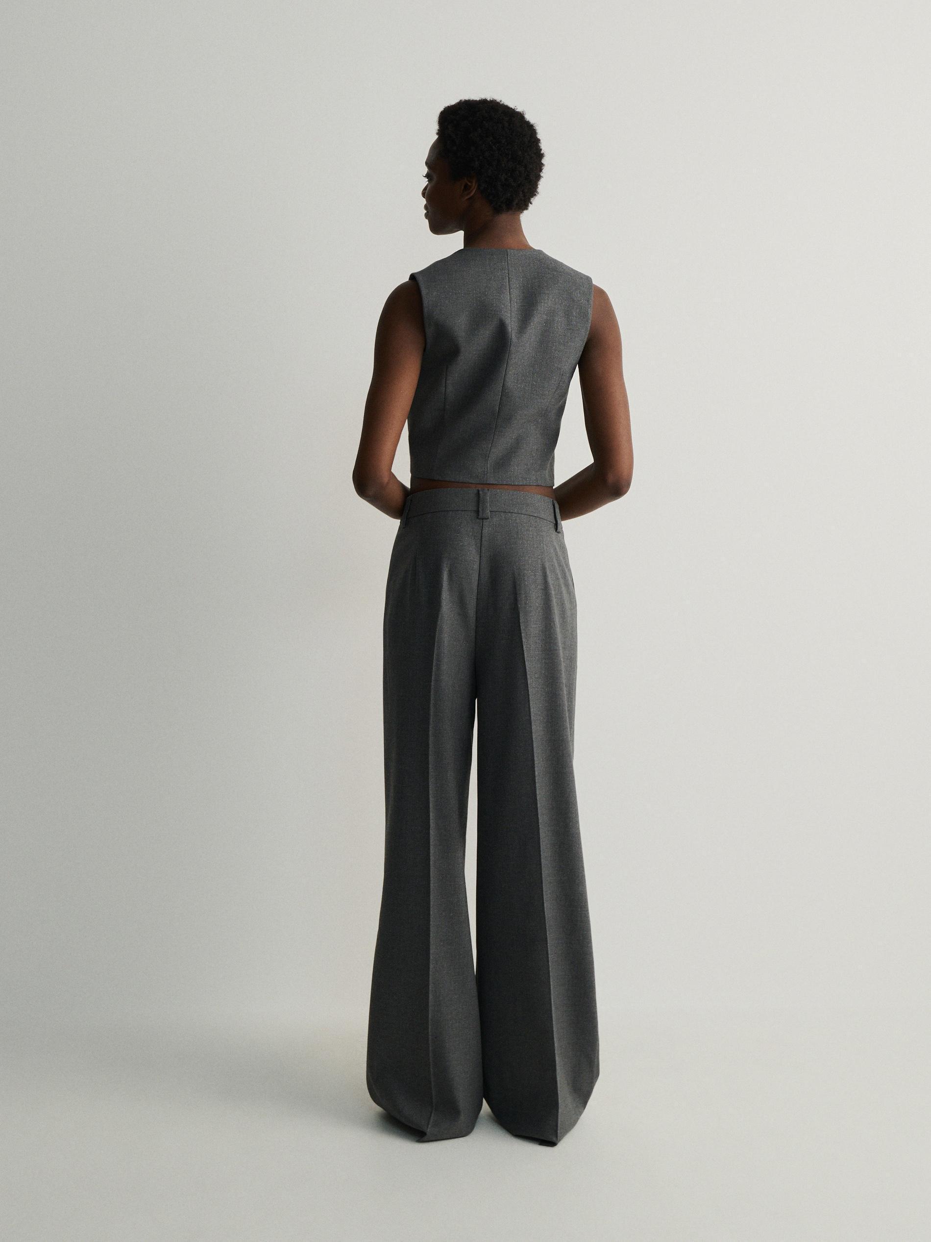 Grey Wide Leg Trousers, , large image number 4
