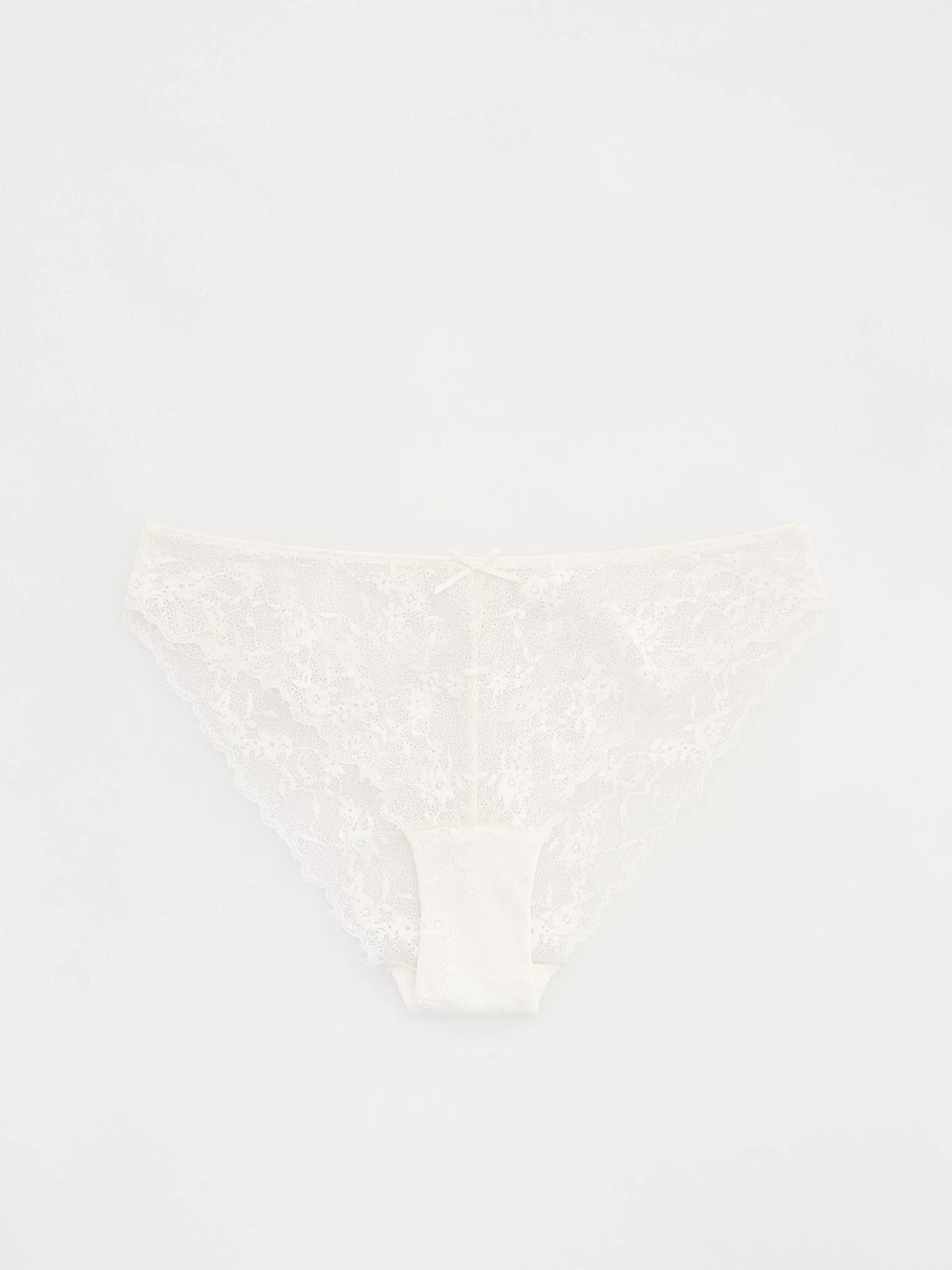 Cream Lace Briefs, , large image number 1