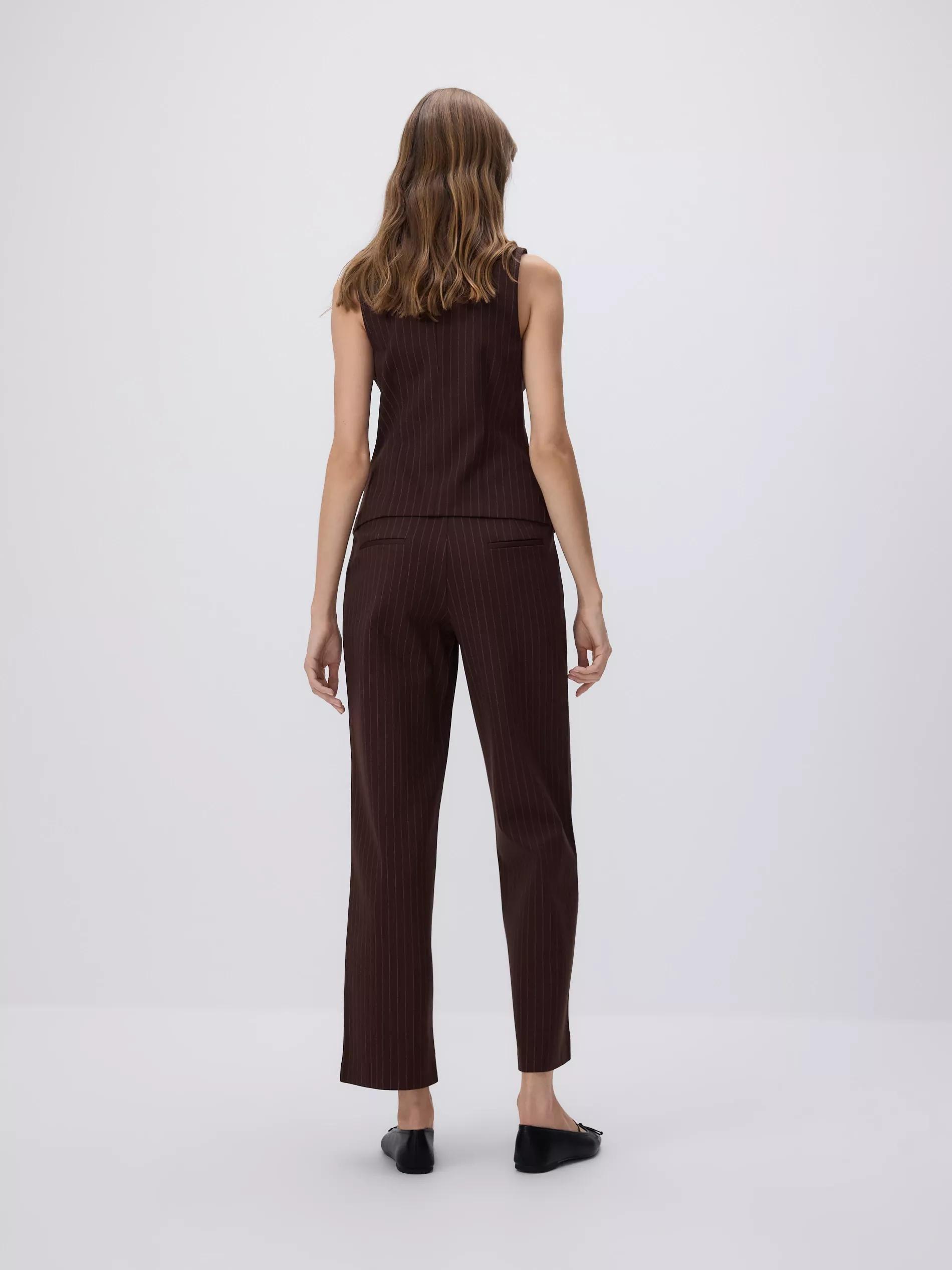 DARK BROWN Loose rib knit trousers, Brown, large image number 4